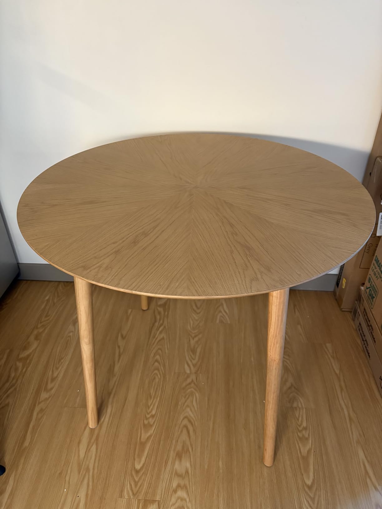 Round Dining Table for 2-4, Mid Century Modern 35 Inch Round Kitchen Table, Space Saving Small Dining Table with Oak Wood Veneer Tabletop and Solid Wood Legs for Dining Room, Living Room customer photo 1