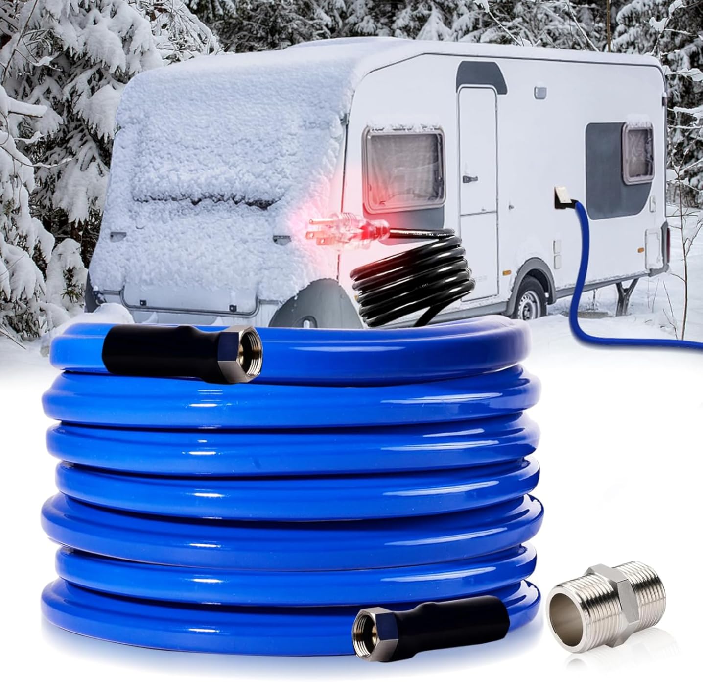 Kohree 100 FT RV Water Hose, 5/8'' Premium Drinking Water Hose, No Odor | No-Kink Flexible Long Garden Hose 100ft with Storage Bag, Leak-Free, Drinking Water Safe for RV Camper, Marine, Garden - Blue customer photo 1
