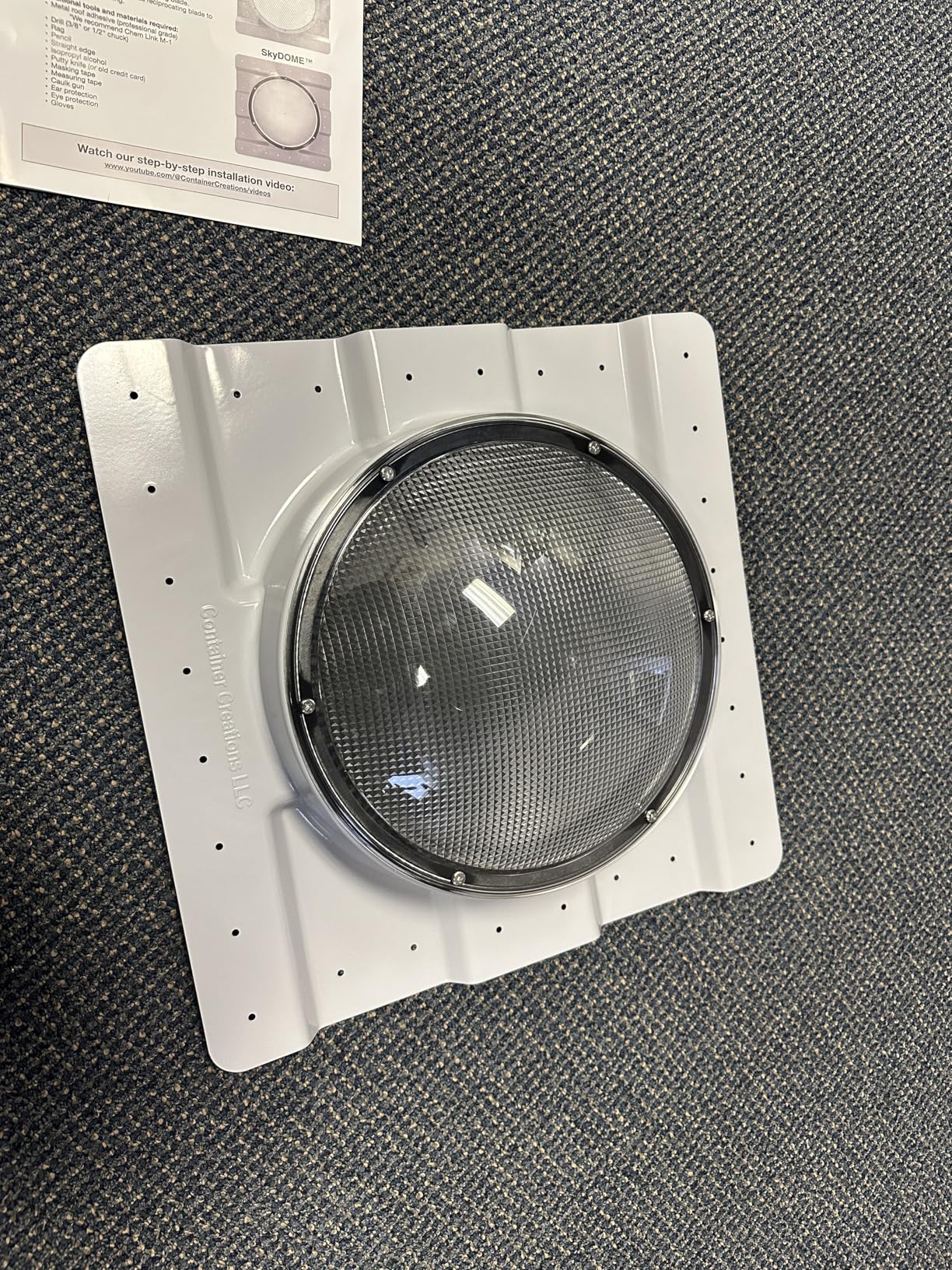 SkyDOME Extra-Large Skylight for Shipping Containers - Premium 12-inch Polycarbonate Dome Skylight - Natural Solar Light customer photo 2