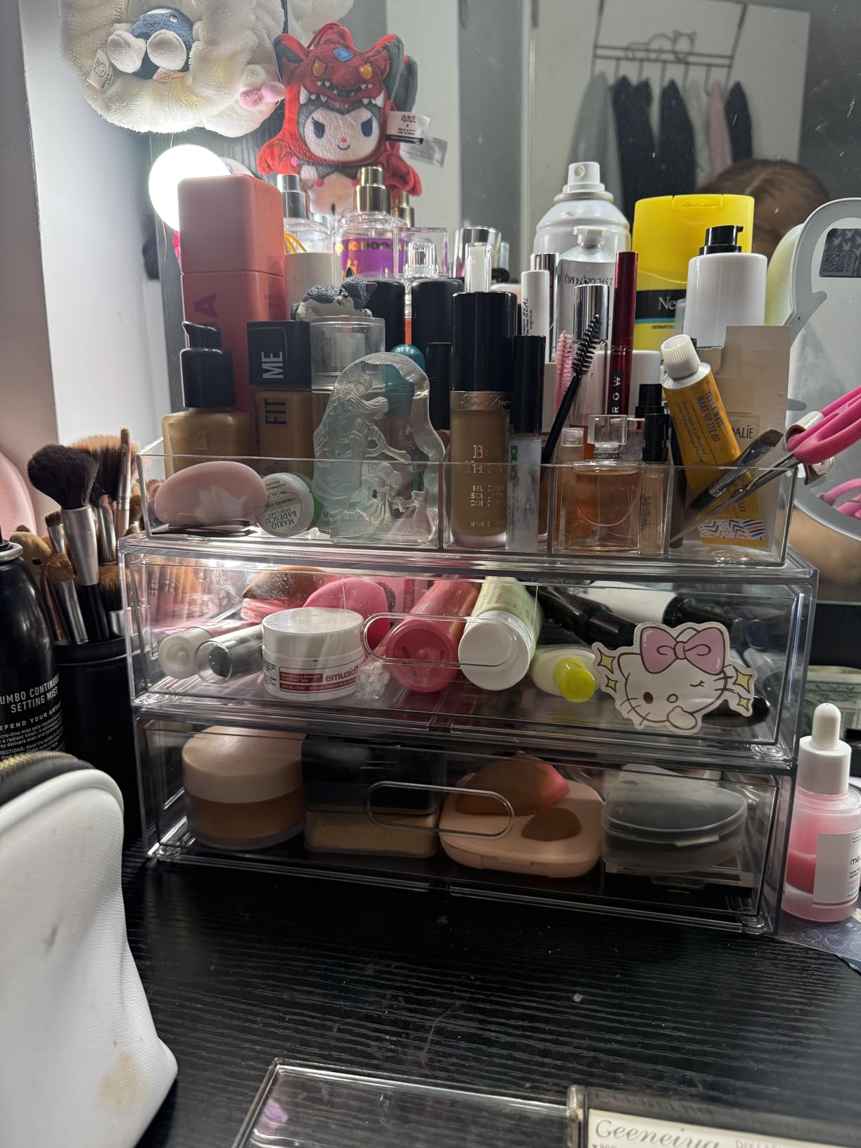 Clear Stackable Makeup Organizer with Drawer, 12''W Acrylic Storage Drawers, Cosmetic Display Case for Vanity Bathroom Countertop customer photo 1