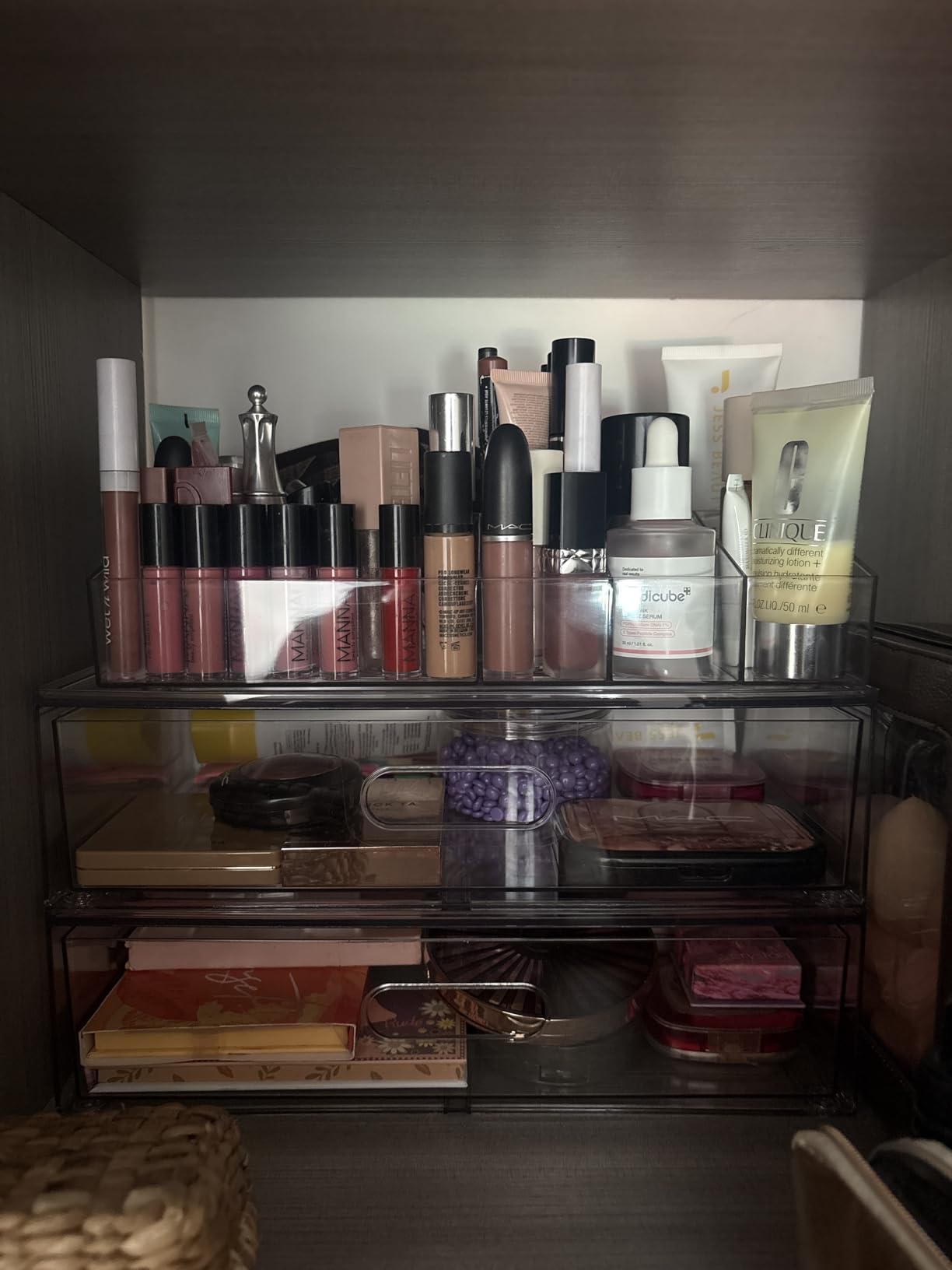 Clear Stackable Makeup Organizer with Drawer, 12''W Acrylic Storage Drawers, Cosmetic Display Case for Vanity Bathroom Countertop customer photo 2