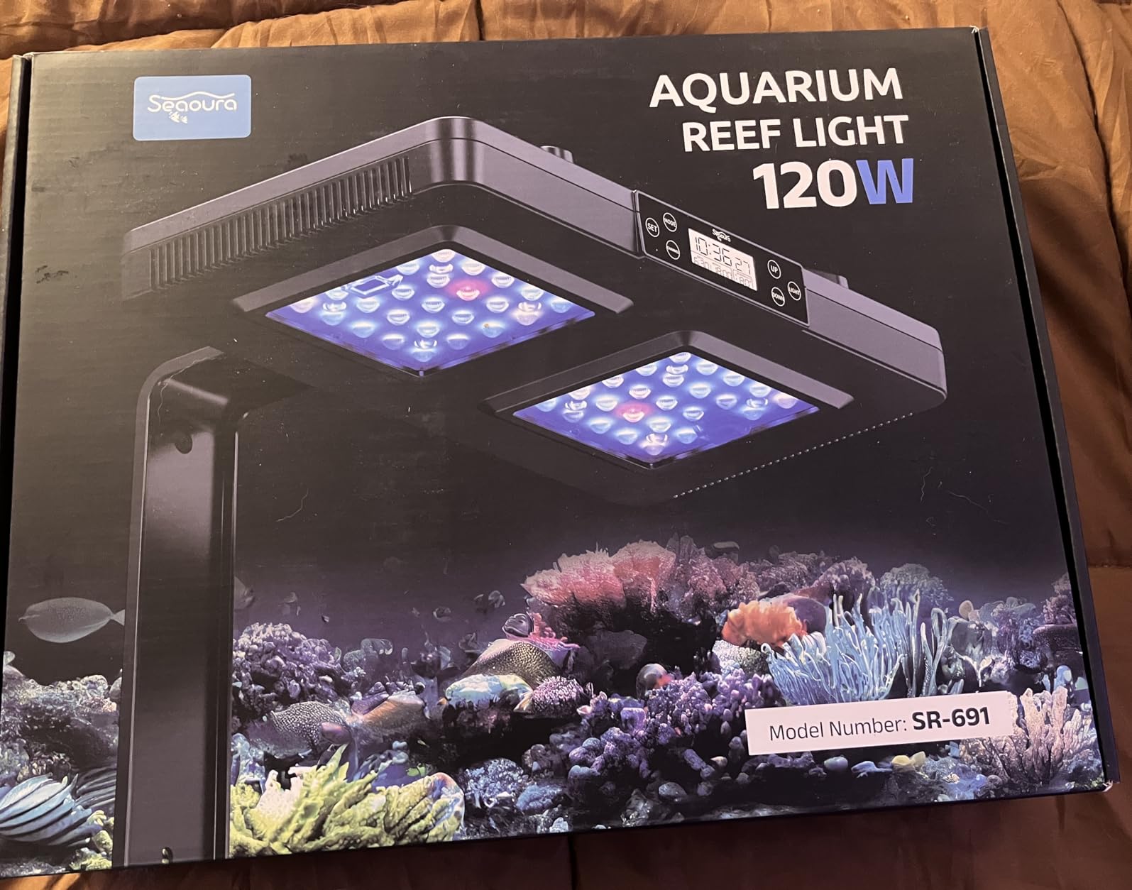 SEAOURA Reef Light 120W for Corals Saltwater Aquarium Tank, 395-665nm Full Spectrum, WRGB 5 Channel Programmable, 3 Timer, Smart Quite Cooling, Vibrant SPS LPS Color & Fluoresce customer photo 2