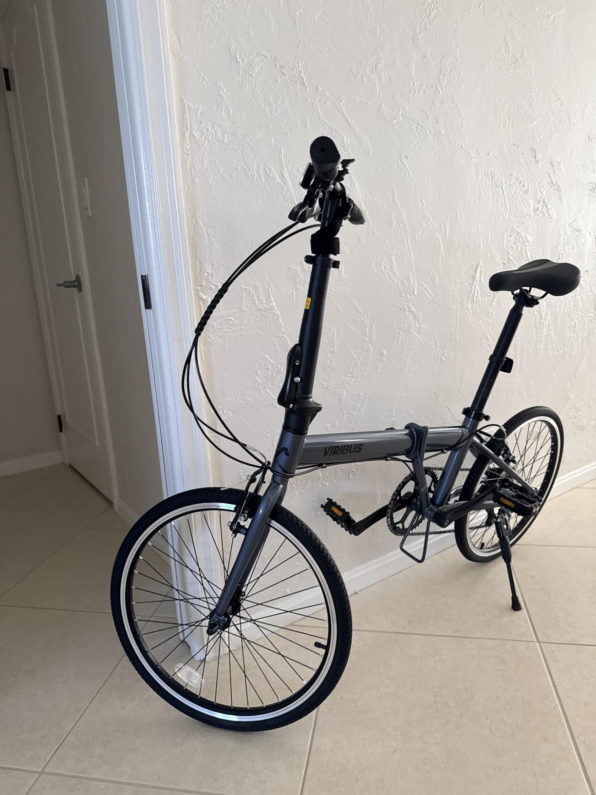 VIRIBUS Folding Bike for Adults, 20 inch Foldable Bike 7 Speed, Lightweight Compact Bicycle, Portable Collapsible Bikes for Adult Men Women City Commuters, 90% Pre-Assembled, Fold Up Bikes customer photo 1
