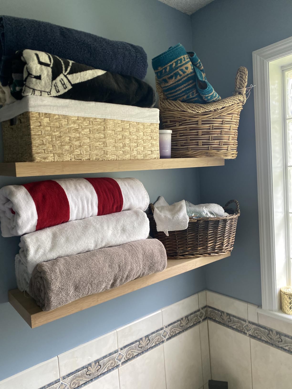 Sorbus Floating Shelves for Wall - 48 Inch Long Bathroom Shelves, Wall Decor for Bedroom, Kitchen, Living Room & Book Storage - Mounted Floating Shelf with Invisible Brackets (Black, 2 Pack) customer photo 2