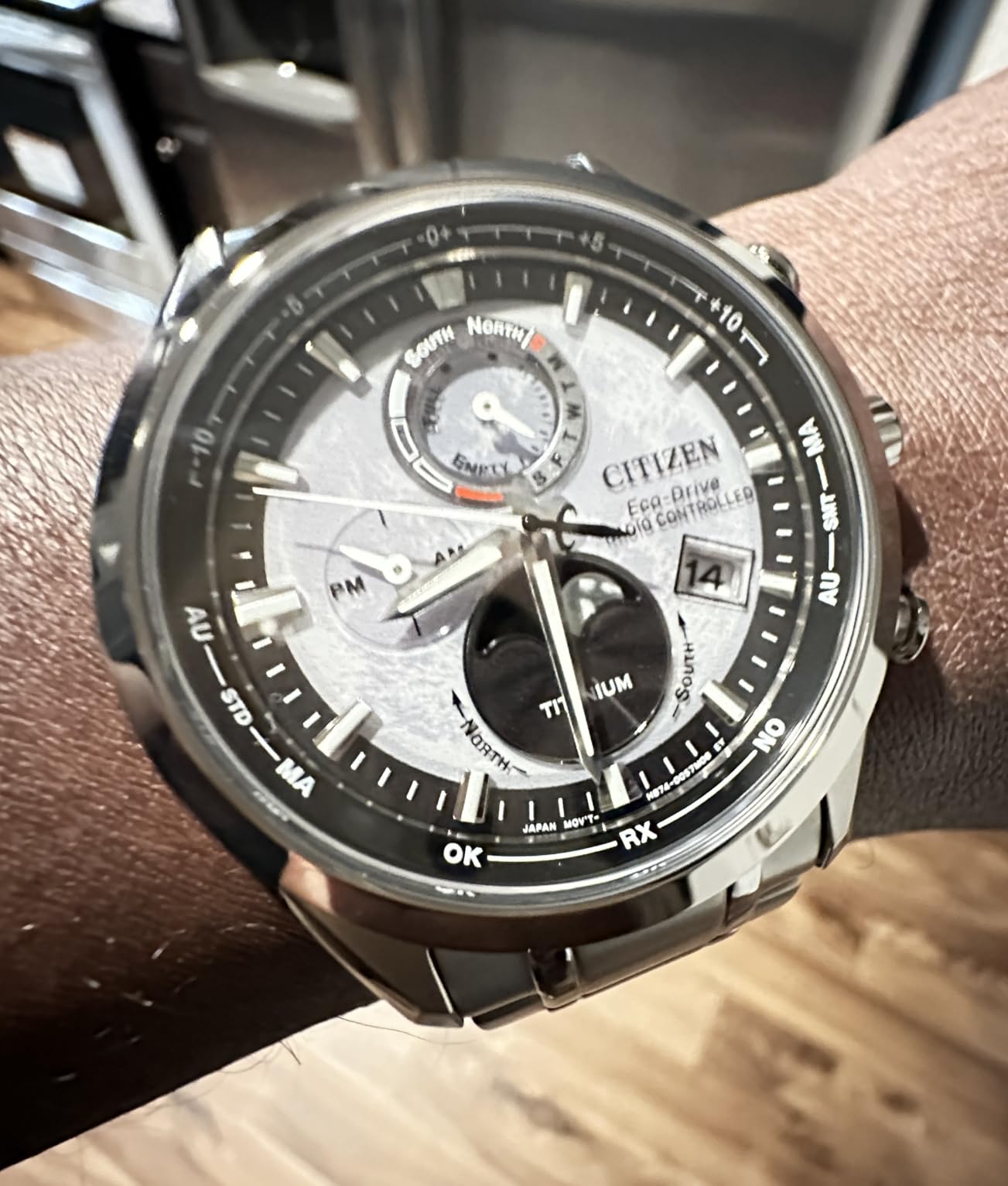 Citizen Eco-Drive Tsuki-yomi A-T Green Dial Super Titanium Watch 43mm - BY1010-57X customer photo 2