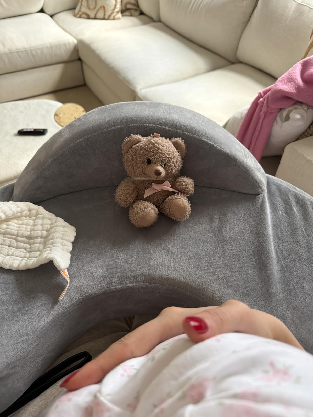 Momcozy CozyPro Nursing Pillow - All Around Lumbar & Arm Support - Safety Guard, Firm & Springy Memory Foam-Stable, Ergonomic Support, Easier Breastfeeding, Wider Cushion, Adjustable, Removable Cover customer photo 2