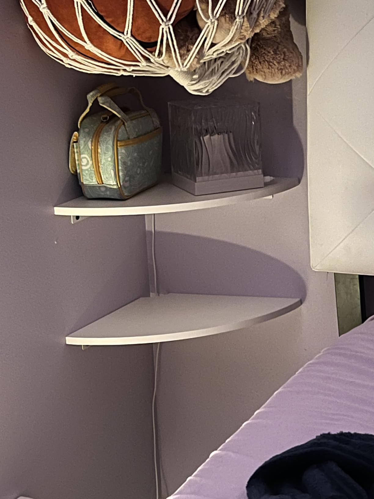 Corner Shelf Wall Mount, 4 Tier Rounded Corner Floating Shelves, 12 Inch Deep Hanging Corner Shelf Storage, Wood Corner Wall Shelving for Living Room Bedroom Bathroom Kitchen, Black customer photo 2