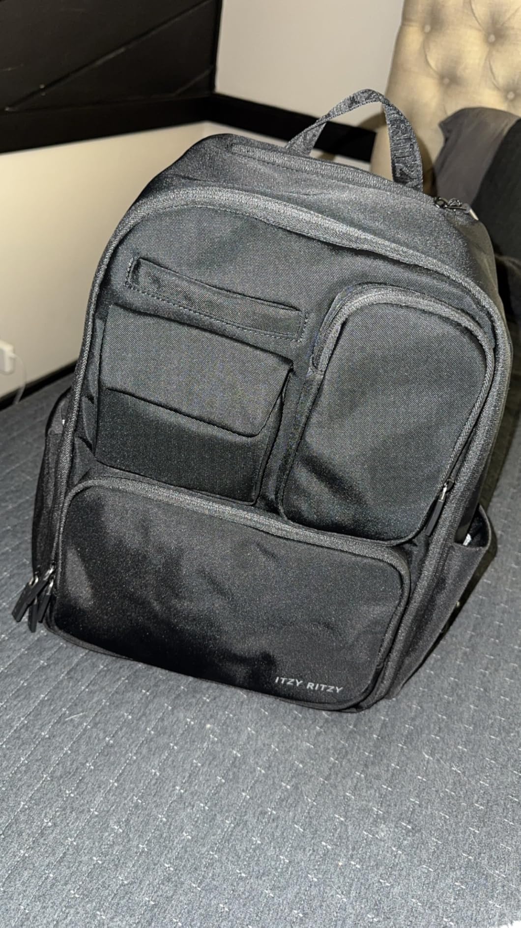 Itzy Ritzy Utility Diaper Bag Backpack - Features 17 Pockets (Including 2 Insulated Bottle Holders) & Trolley Sleeve and Includes Stroller Straps & Changing Pad - Part of the Belong Collection (Mocha) customer photo 2