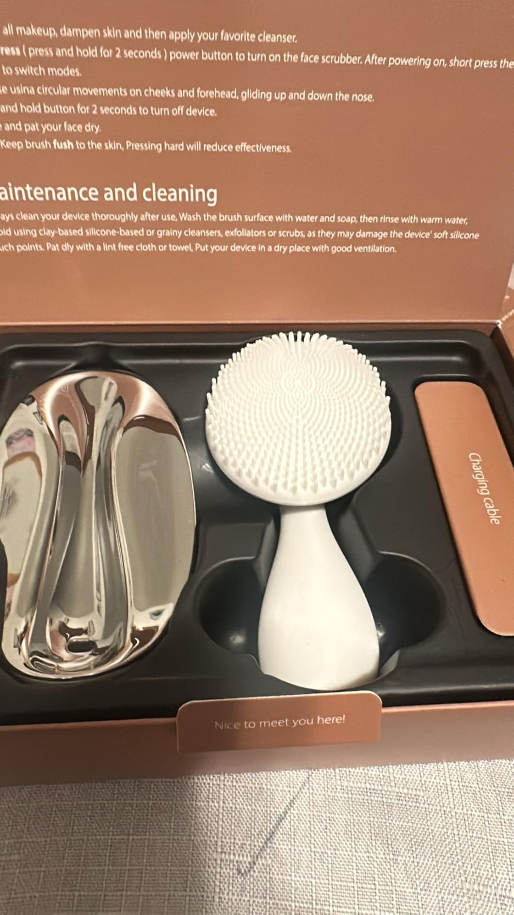 Ccigedy Face Scrubber Brush, Electric Silicone Face Scrubber, Waterproof and Rechargeable Facial Cleansing Brush with 4 LED Gentle Light, Sonic Facial Pore Exfoliator Cleanser Tool (Black) customer photo 1