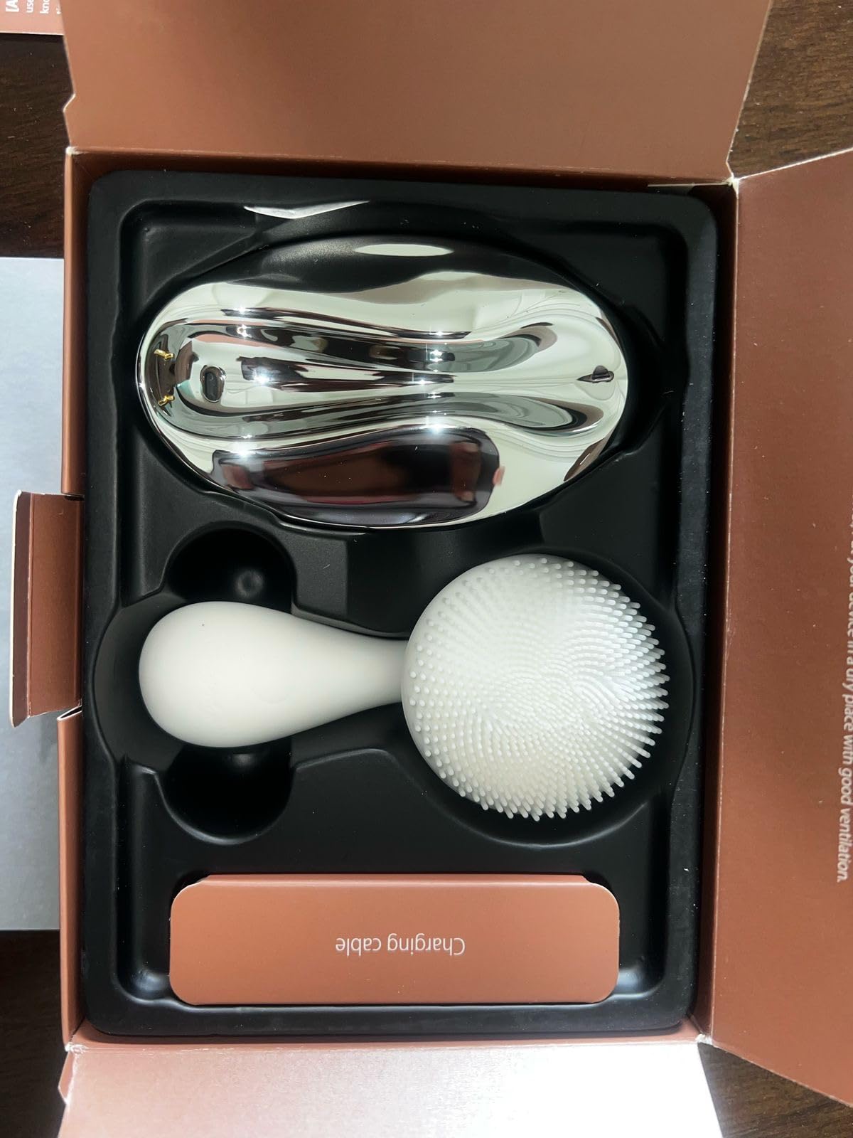 Ccigedy Face Scrubber Brush, Electric Silicone Face Scrubber, Waterproof and Rechargeable Facial Cleansing Brush with 4 LED Gentle Light, Sonic Facial Pore Exfoliator Cleanser Tool (Black) customer photo 2