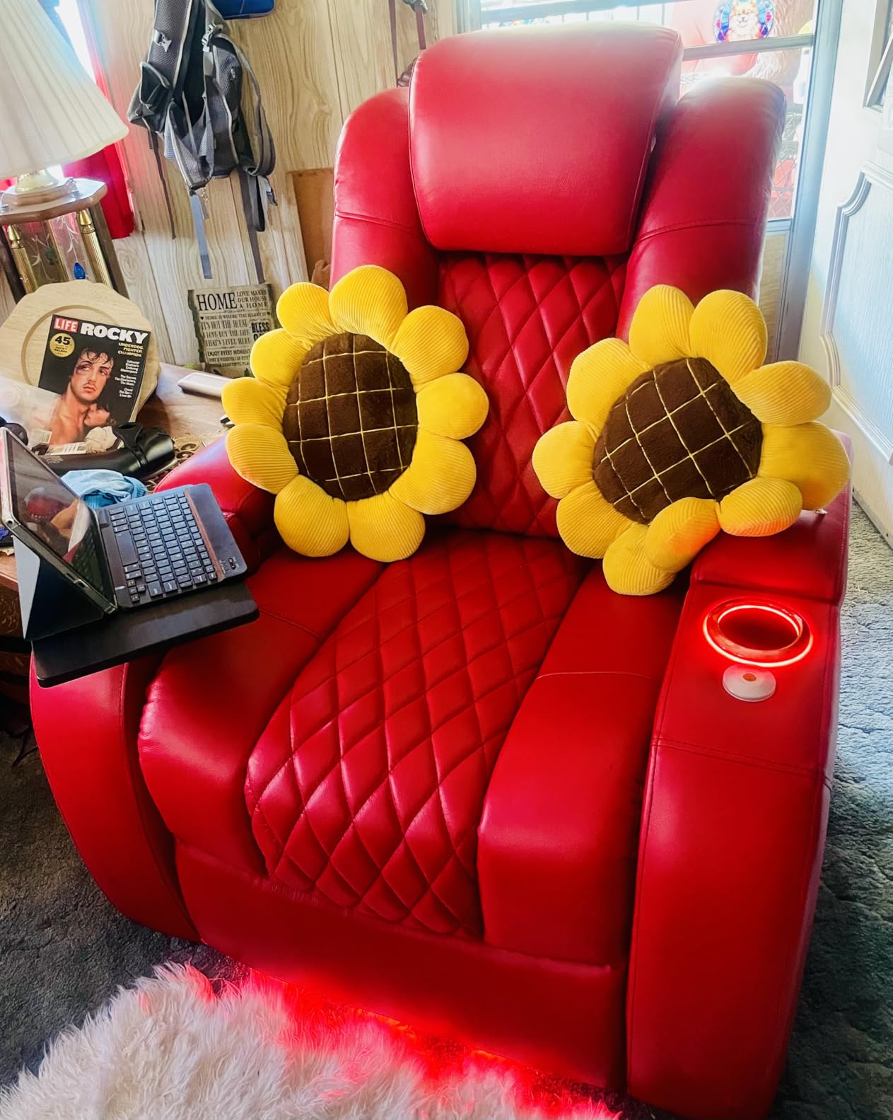 Seatcraft Diamante Brown Italian Leather Home Theater Seating, Zero Gravity Power Recliner Gaming and Home Office Chair, Powered Headrest Lounge Sofa Furniture for Cinema Room, Single Recliner customer photo 1