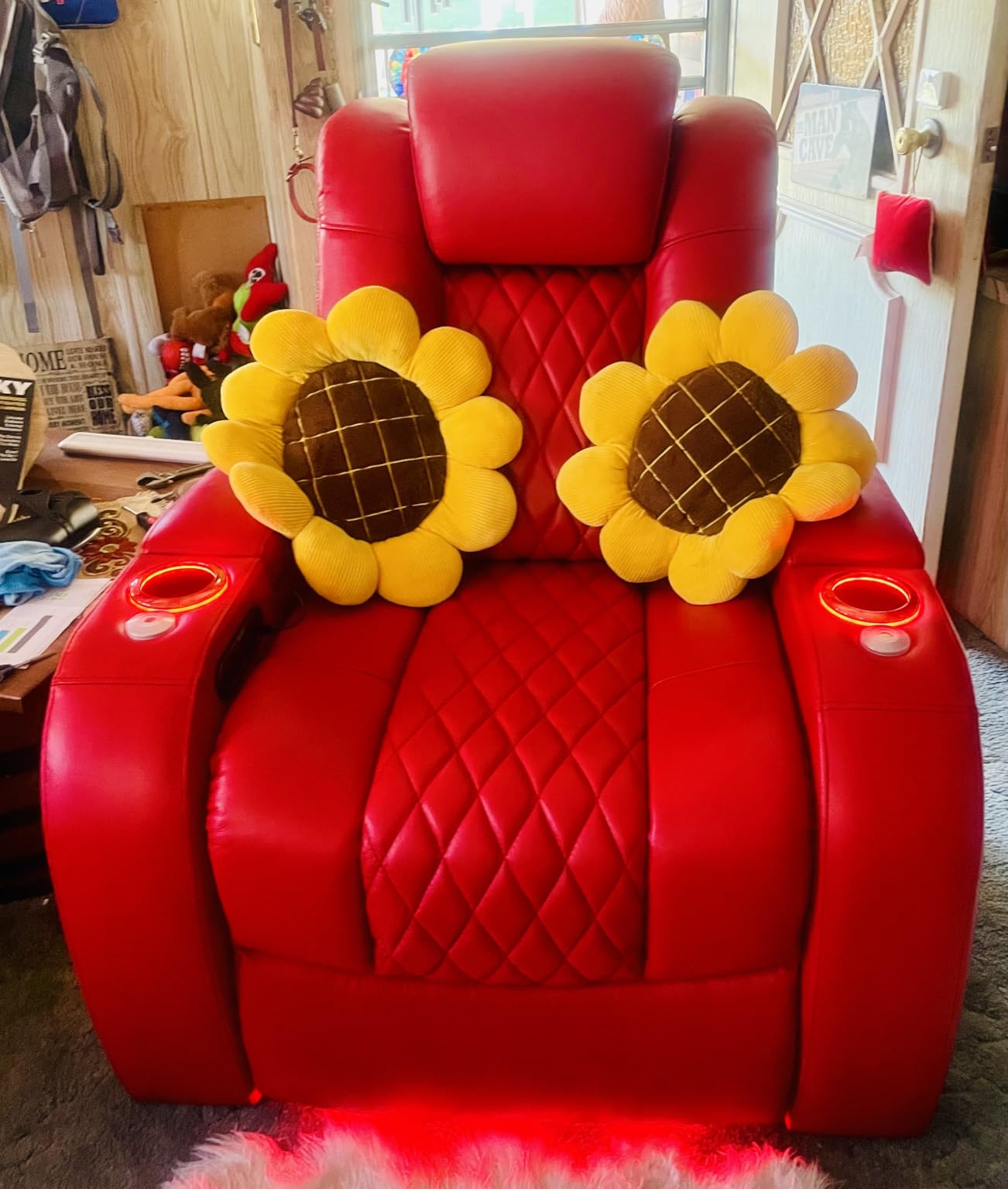 Seatcraft Diamante Brown Italian Leather Home Theater Seating, Zero Gravity Power Recliner Gaming and Home Office Chair, Powered Headrest Lounge Sofa Furniture for Cinema Room, Single Recliner customer photo 2