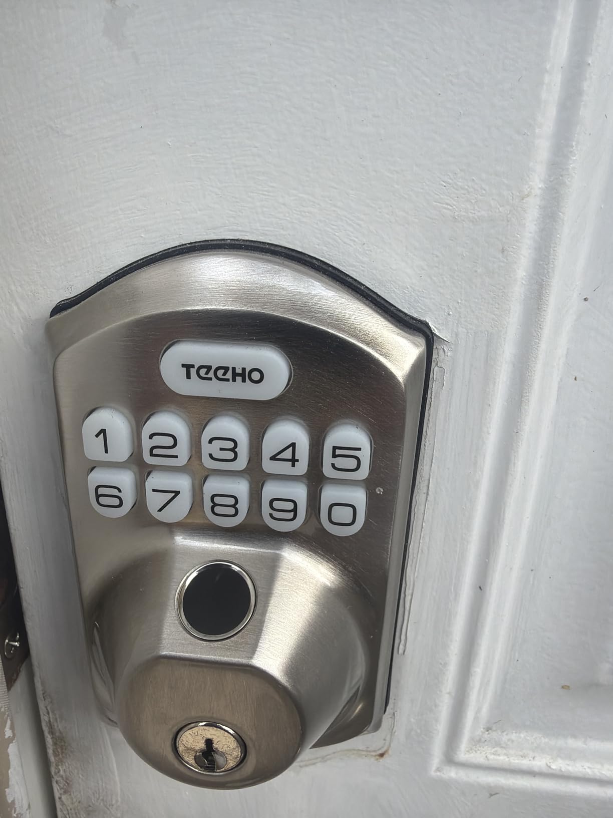 TEEHO TE012W WiFi Smart Lock, Fingerprint Door Lock with Built-in Wi-Fi, Keyless Entry Keypad Smart Deadbolt, App Remote Control, Alexa Compatible, IP55 Waterproof for Front Door - Matte Black customer photo 2