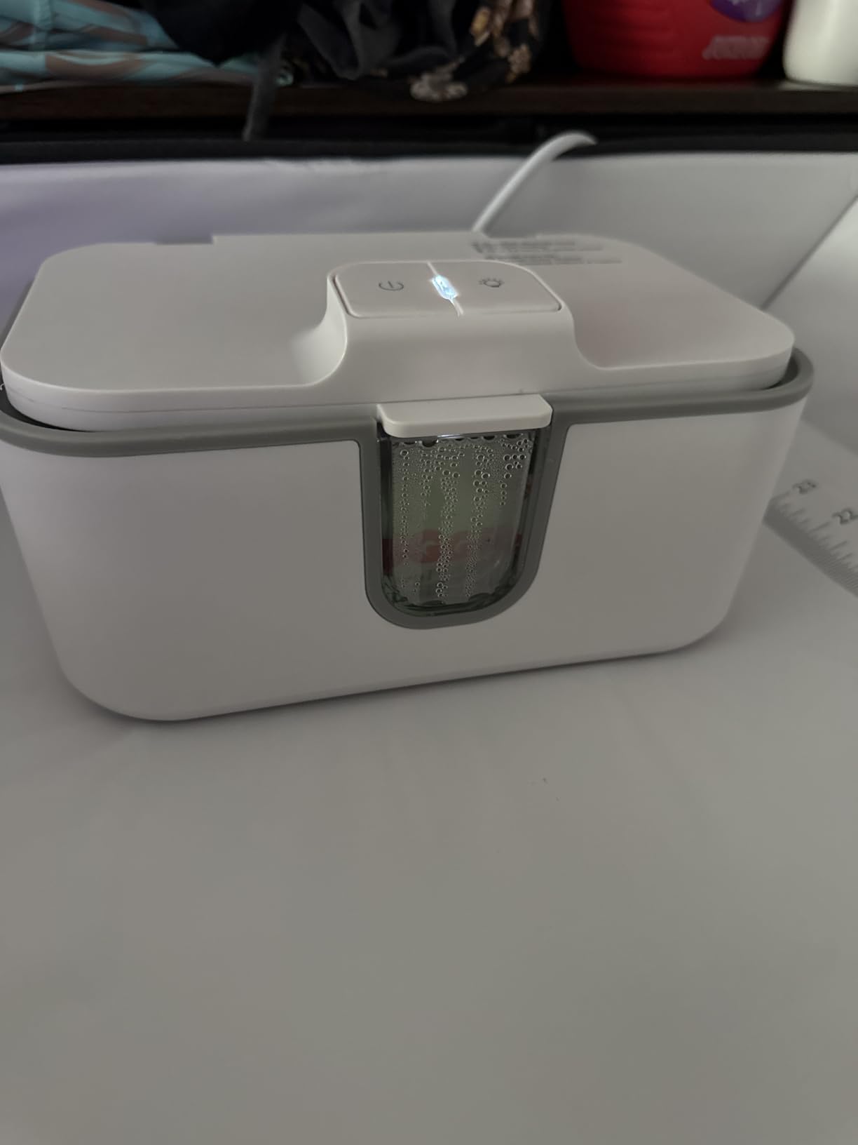 Baby Wipes Warmer, Larger Capacity Wipe Dispenser, Even Heating Diaper Wipe Warmer with Night Light, On/Off Switch, White customer photo 2