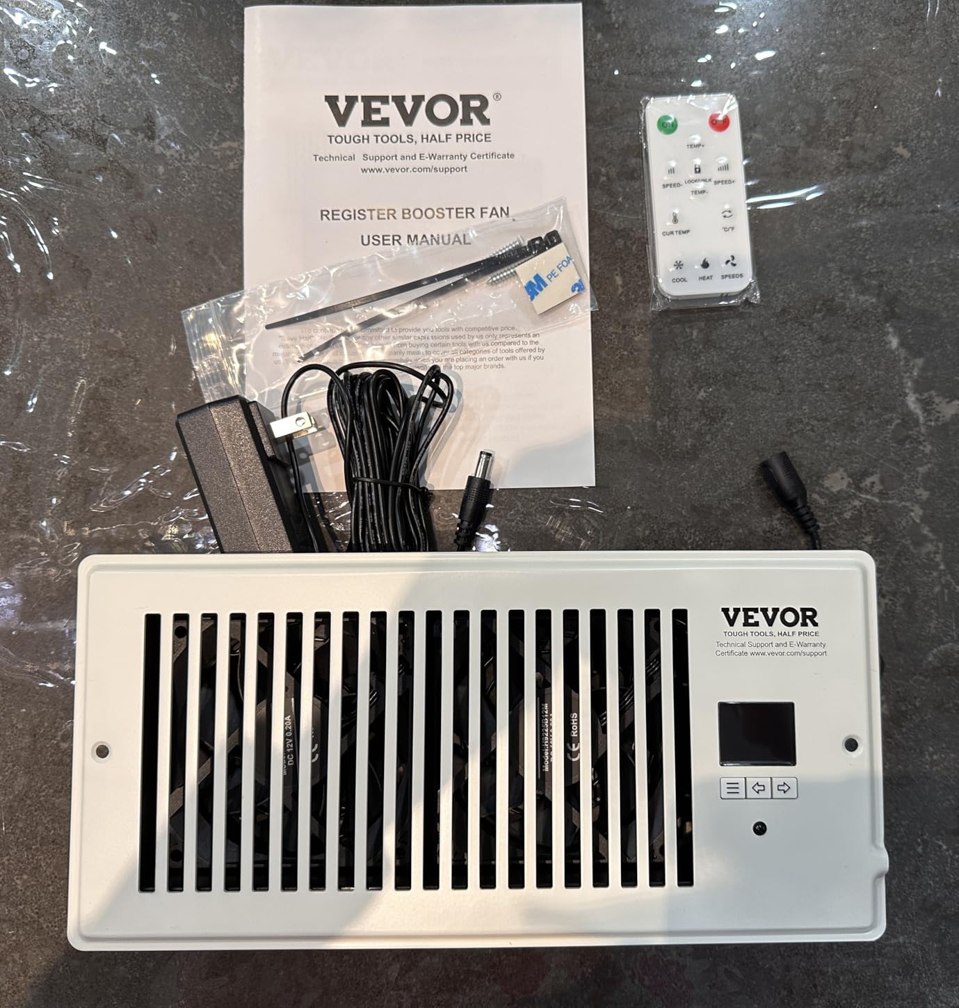 VEVOR Register Booster Fan, Quiet Vent Booster Fan Fits 6 x 10 inch Holes, with Remote Control and Thermostat Control, Adjustable Speed for Heating Cooling Smart Vent, White customer photo 2