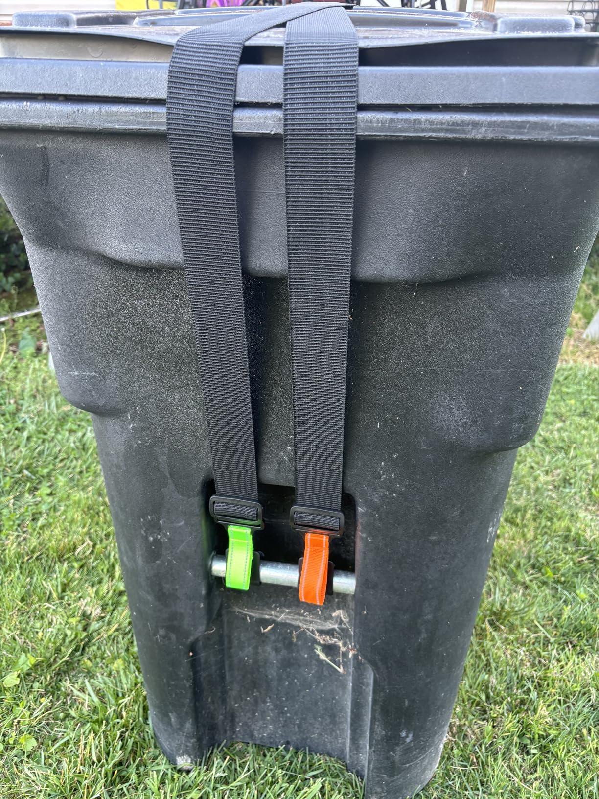 Trash Can Locks for Animals, 2 Pack Adjustable Garbage Can Locks with Reflective Strips, Trash Bin Locks for Animals, Raccoon and Animal Proof, Prevent Odor from Spreading, Fits Multiple Sizes Cans customer photo 1