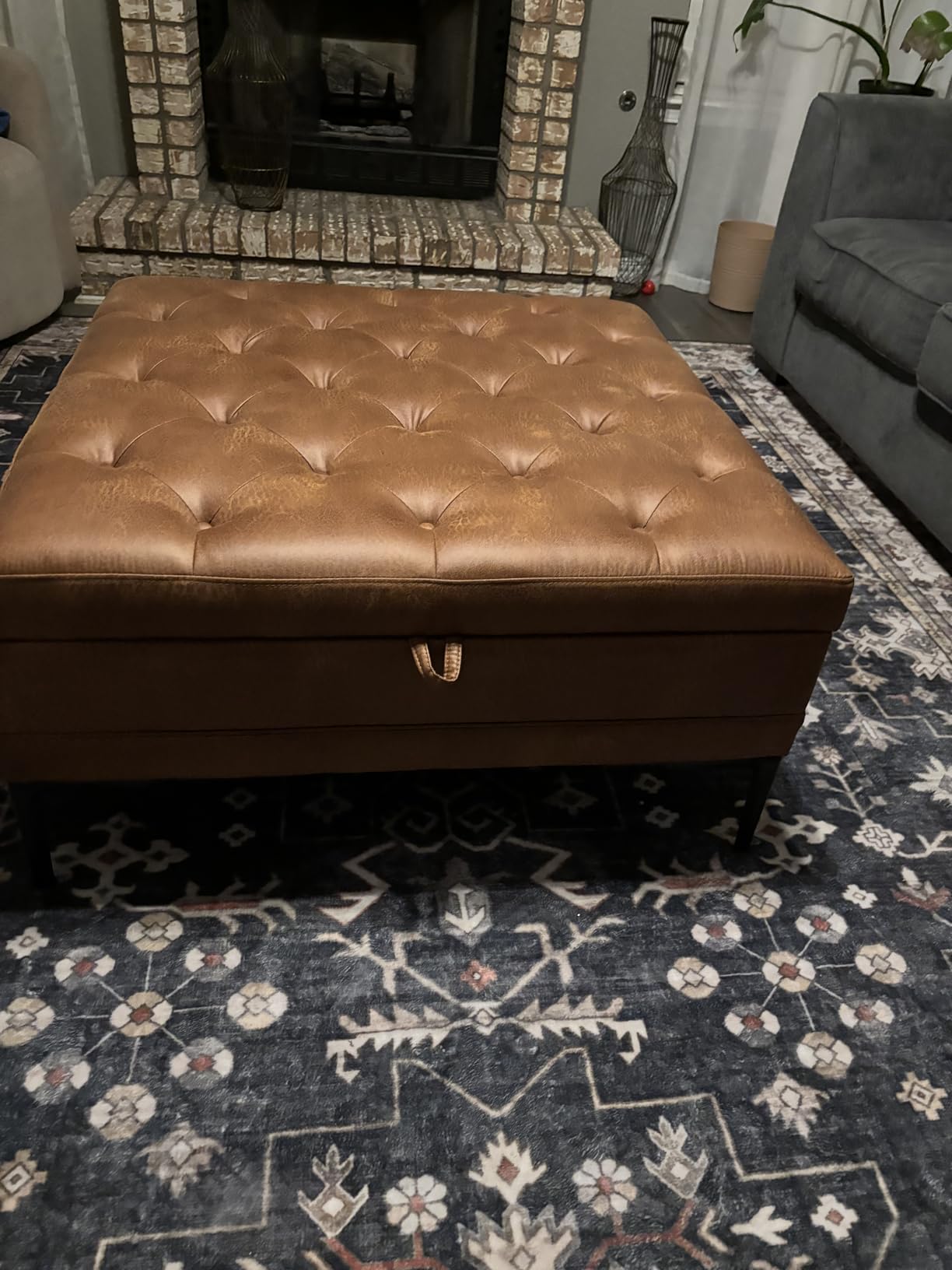 HULALA HOME Faux Leather Coffee Table, 36.5