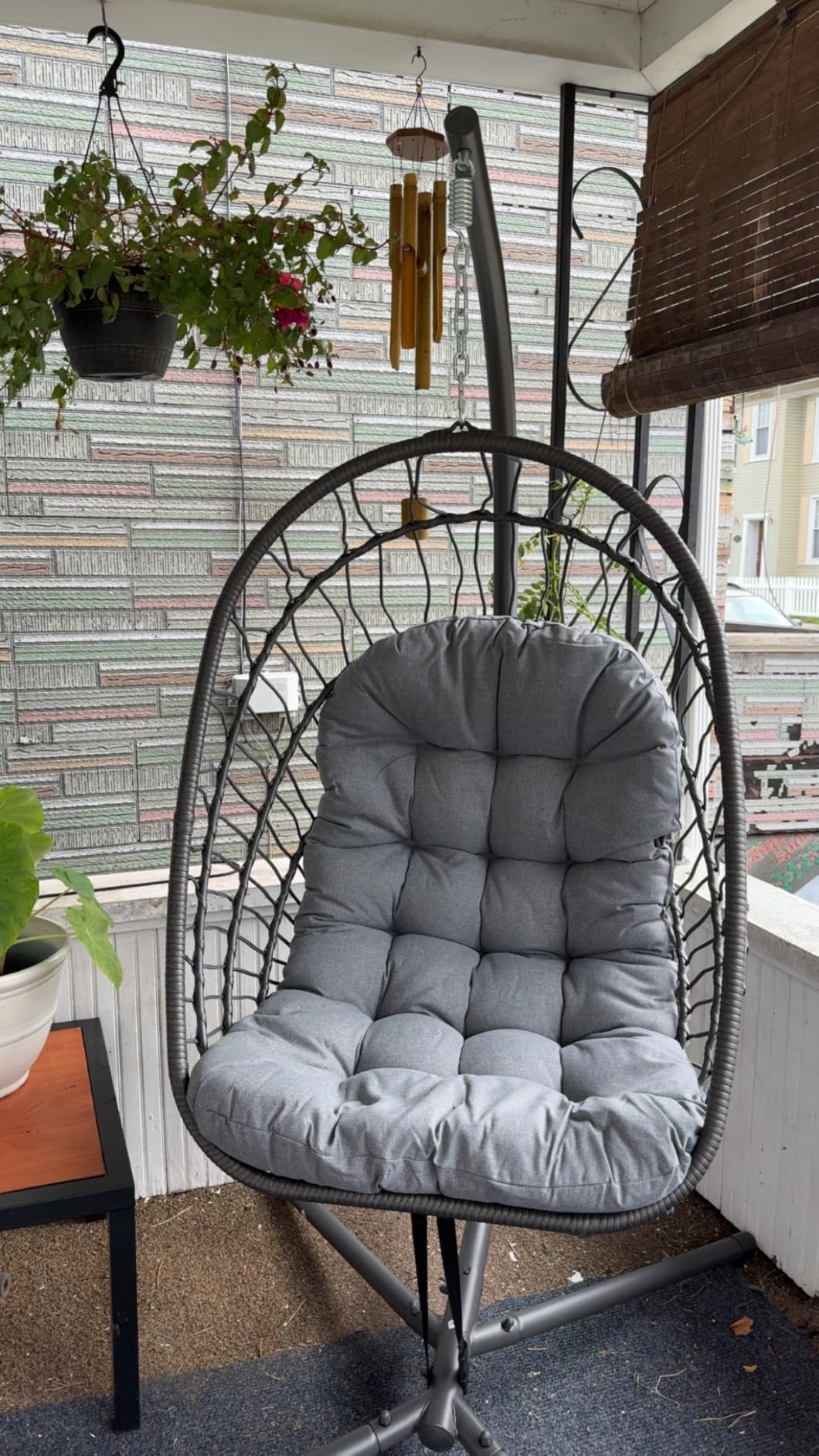 Kingdura Hanging Egg Chair with Stand Indoor Outdoor, Foldable Rattan Wicker Hammock Egg Swing Chair for Bedroom Porch Patio Garden, Thickened Cushion, 350LBS Capacity, Heavy Duty Frame customer photo 1