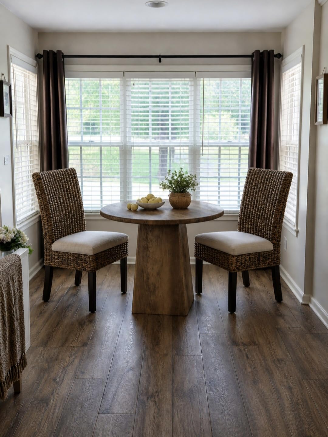 Tribesigns 31.5-Inch Round Dining Room Table for 2-4, Farmhouse Small Kitchen Dinner Table with Square Base for Dining Room Living Room, Rustic Brown customer photo 1