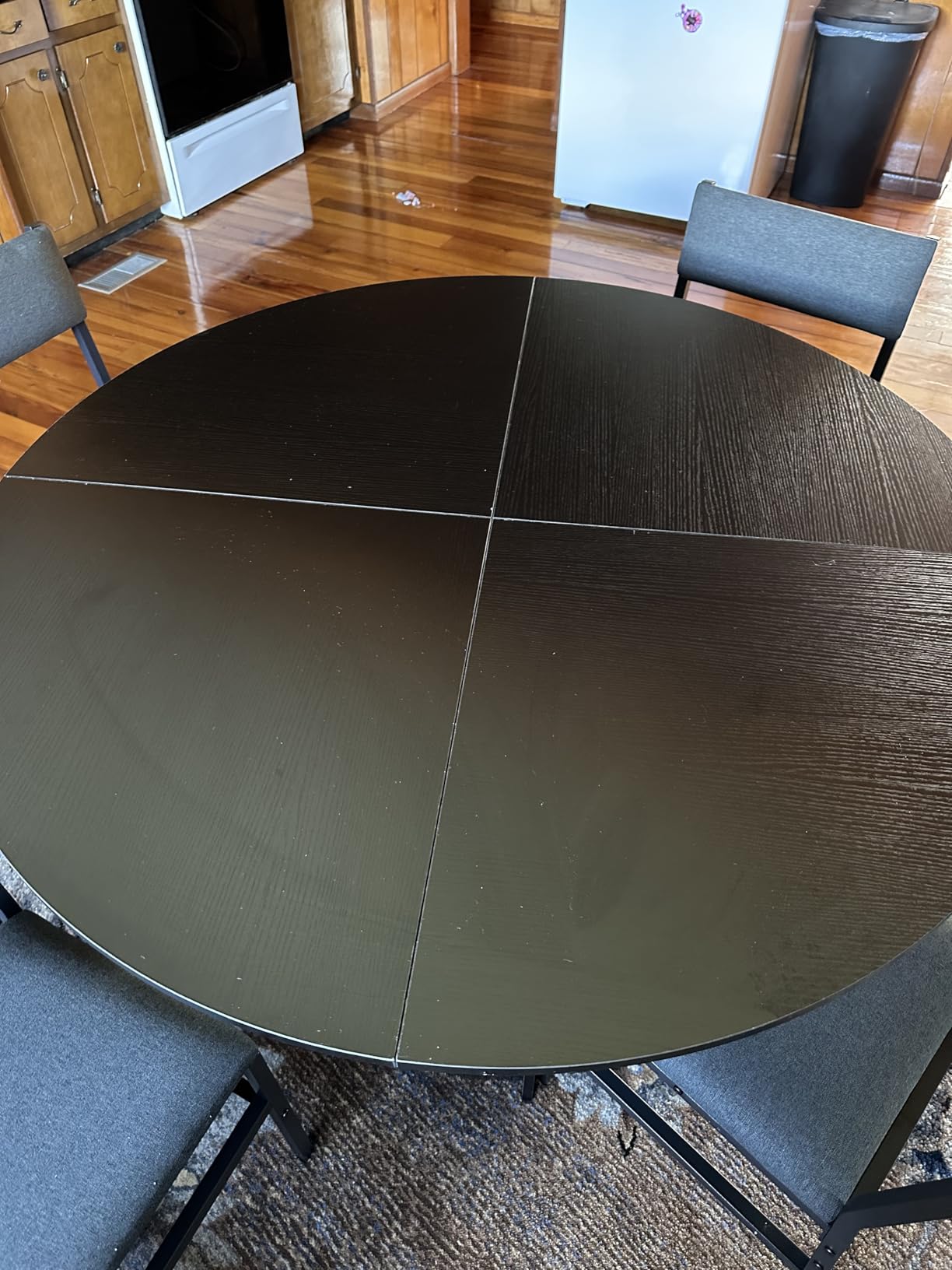 HUAHUU Round Dining Table Set for 6, 7-Piece Kitchen Table and Chairs for 6, 47'' Round Dining Room Table Set with 6 Chairs, Space Saving Dining Table with Wood Base for Kitchen, Living Room, Black customer photo 1