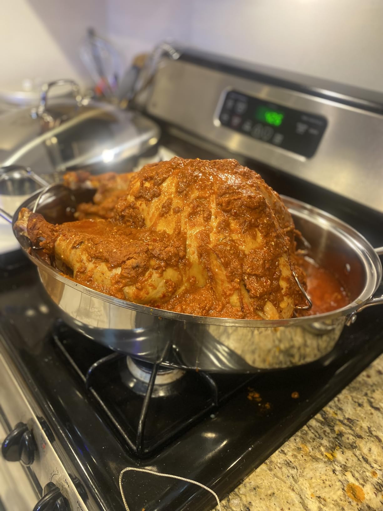 Roasting Pan With Rack and Lid, Oval Stainless Steel Turkey Roasting Pan, 22INCH(With Handle), Dishwasher Safe Bakeware for Turkey, Roasted Chicken, Beef or Veggies, by DIMESHY customer photo 1