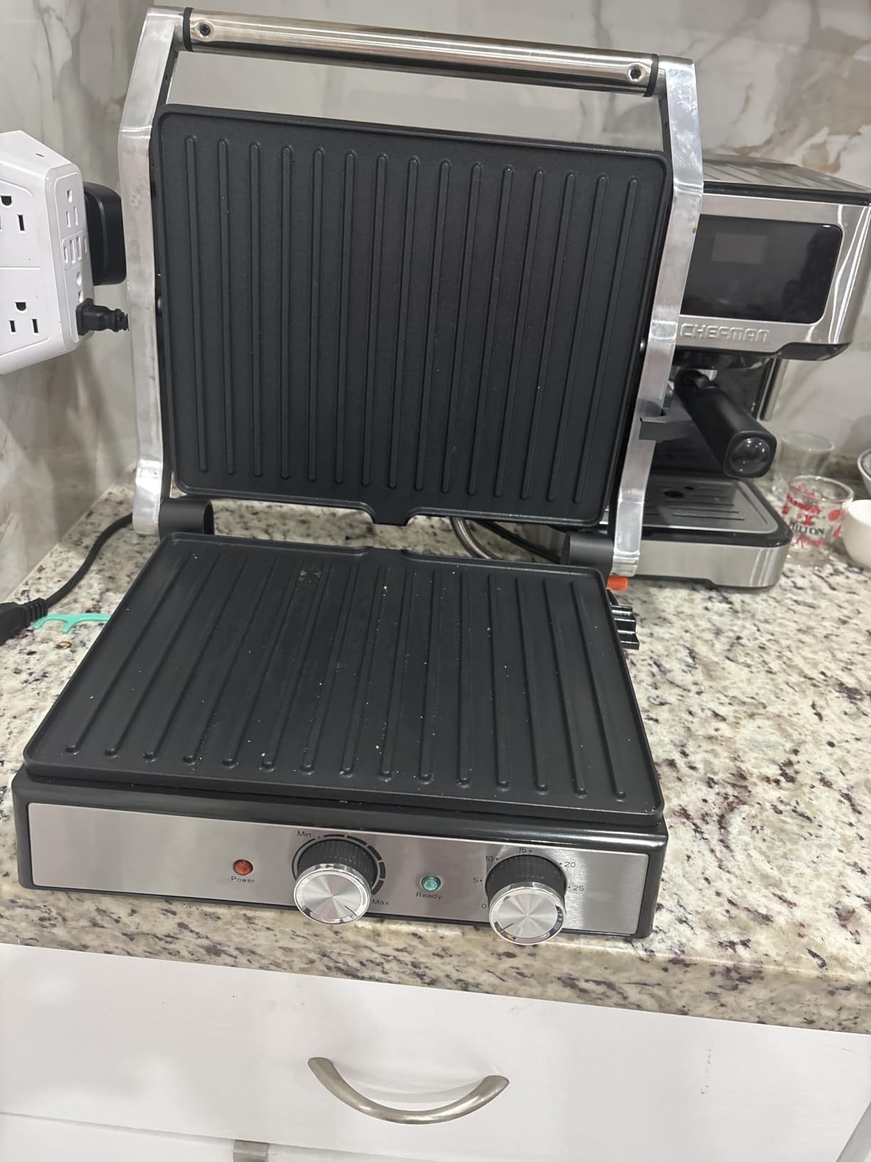 KEINVE 1700Watt Panini Press, Sandwich Maker with Temp & Time Setting, 4 Slice Large Non-Stick Versatile Grill Press, Opens 180 Degrees customer photo 1
