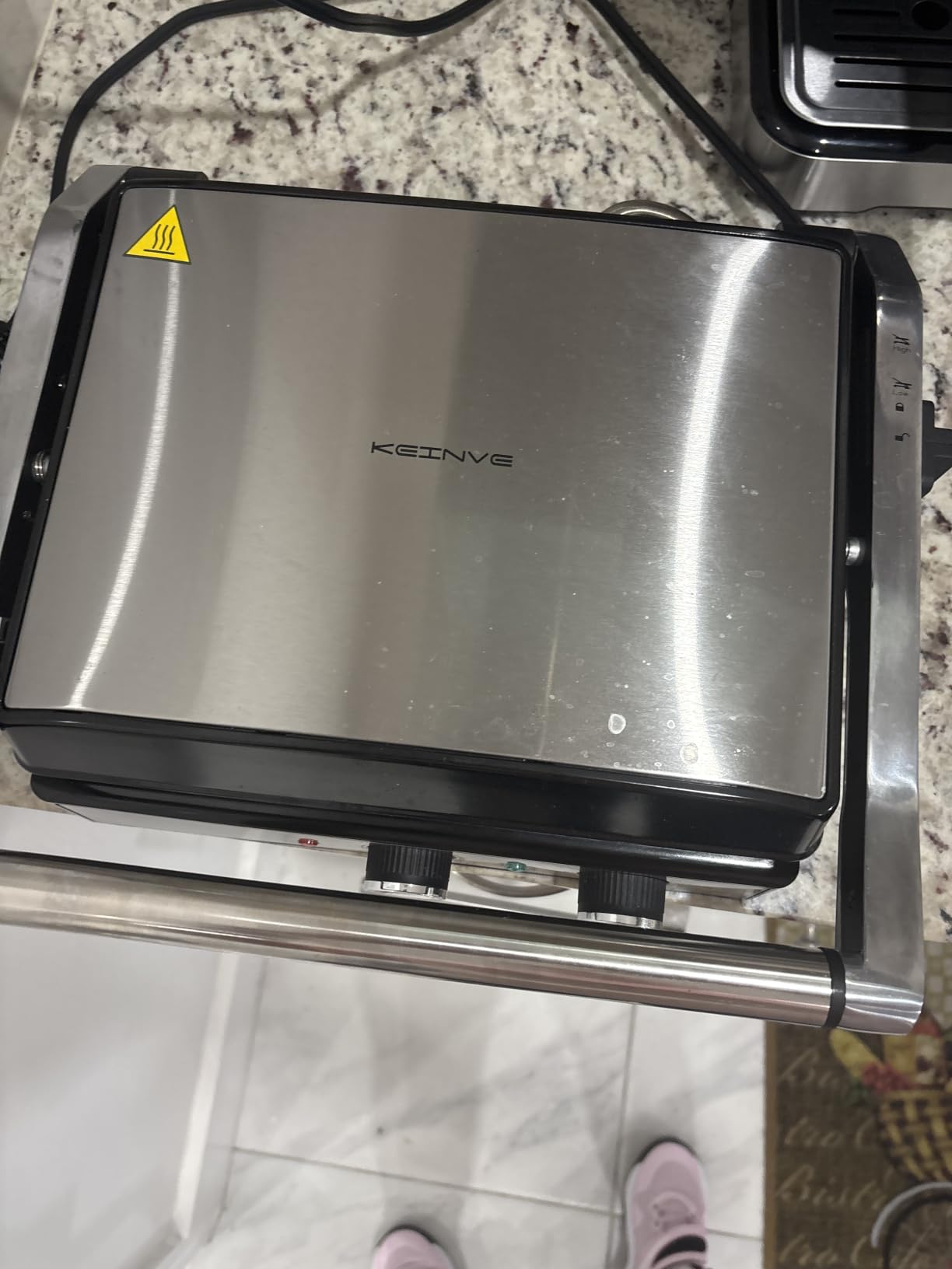 KEINVE 1700Watt Panini Press, Sandwich Maker with Temp & Time Setting, 4 Slice Large Non-Stick Versatile Grill Press, Opens 180 Degrees customer photo 2
