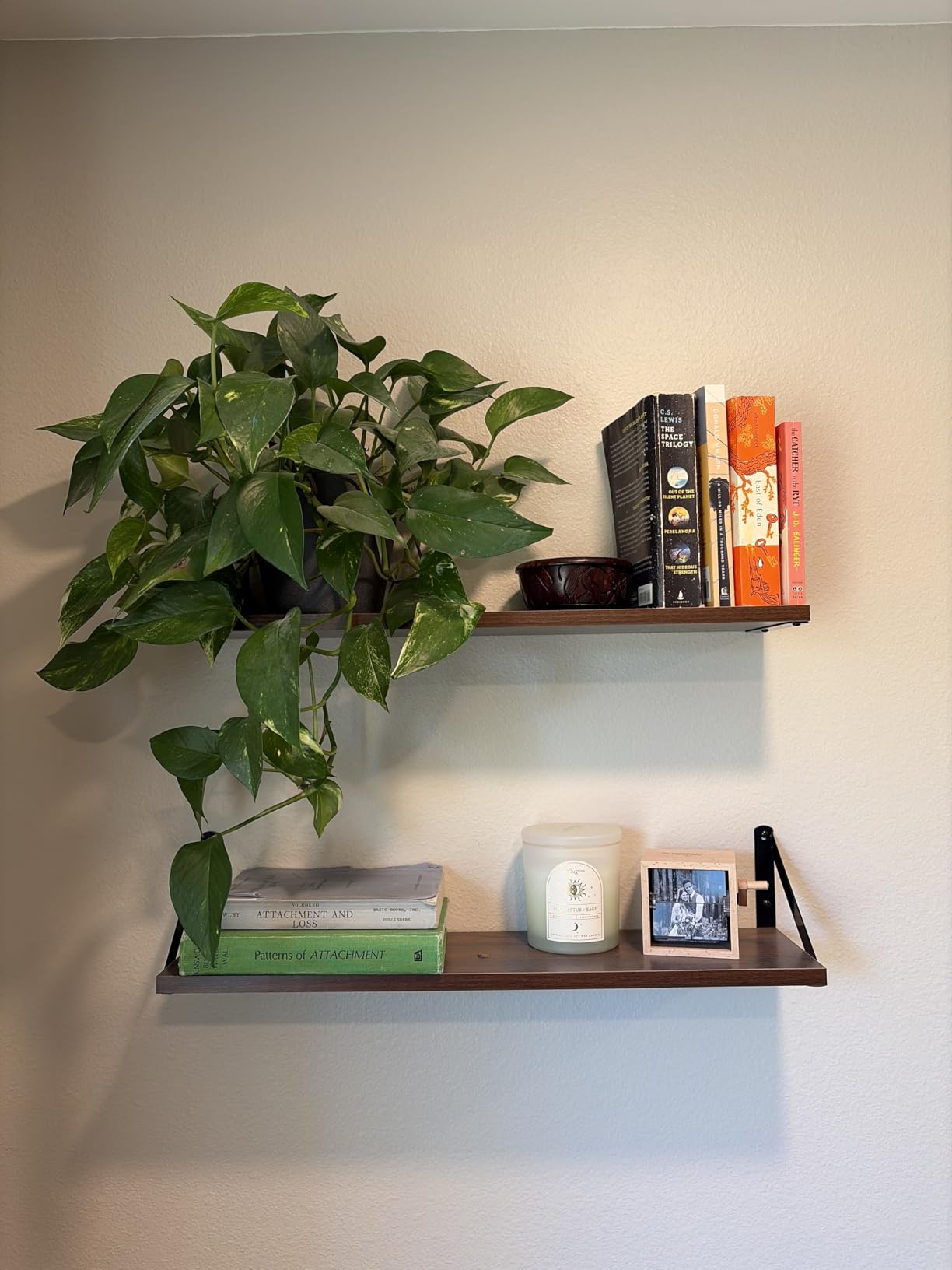 Heimlove 48 Inch Large Wall Bookshelves Set of 3, Wall Mounted Bookshelves, Heavy Duty Wooden Shelves for Living Room, Bedroom, Kitchen, Laundry Room Storage & Decor customer photo 2