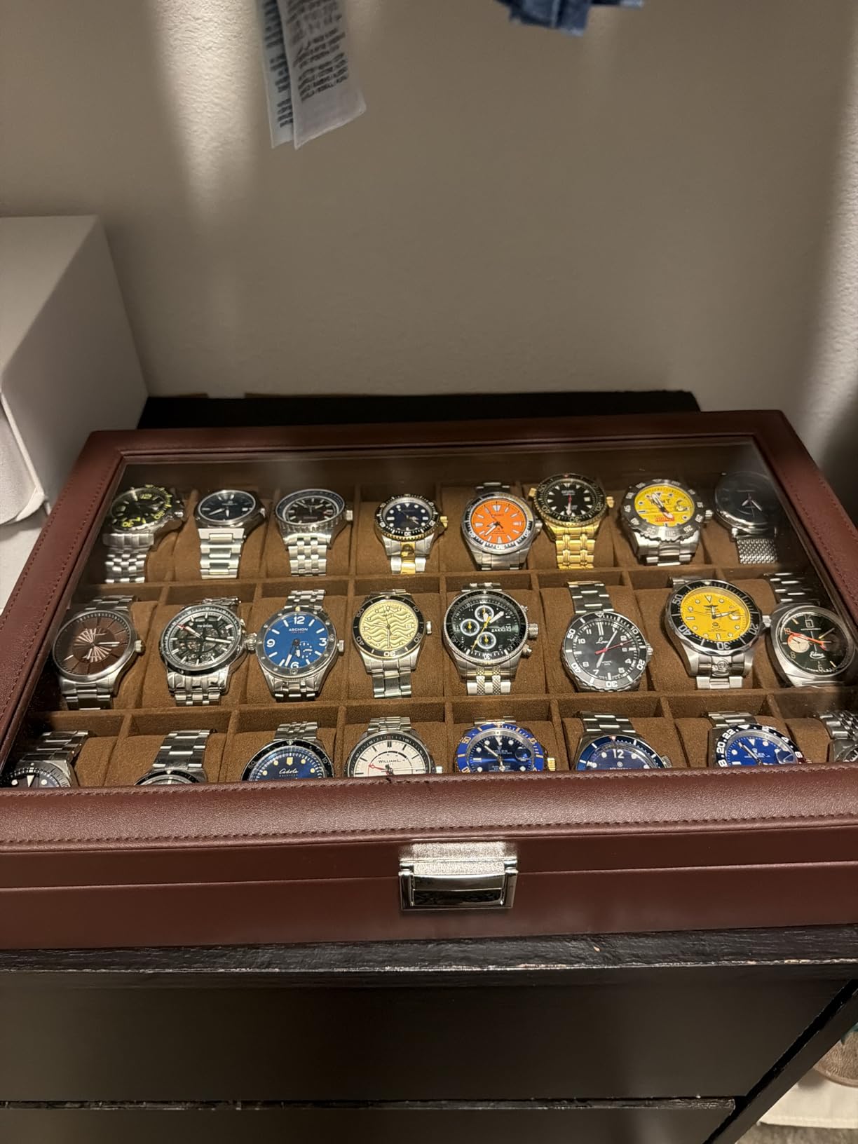 ProCase Watch Box for Men, 24 Slot Display Case with Real Glass Lid and Removable Pillows. Premium Storage Holder Organizer, Gift for Dad & Father's Day & Watch Collectors - AllBlack customer photo 2
