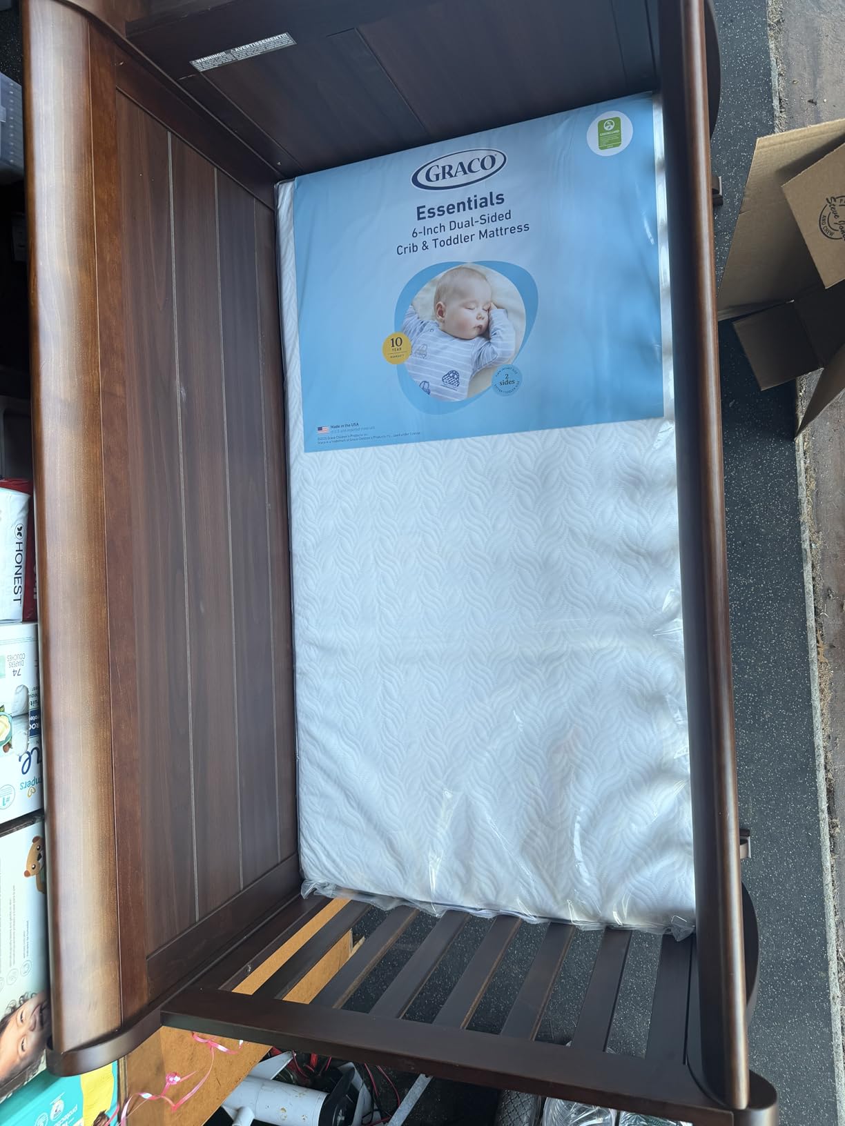 Graco Essentials 6-Inch Dual-Sided Baby Crib & Toddler Mattress | Made in the USA, GREENGUARD Gold Certified, Firm Support for Infants, Baby Crib Mattress, Washable Premium Waterproof Cover customer photo 2