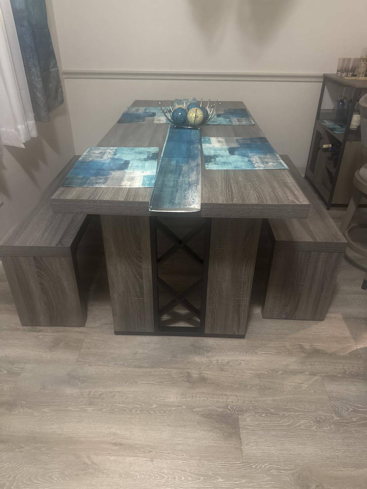 HIPIHOM 7-Piece Dining Table Set for 6 People, 70.8