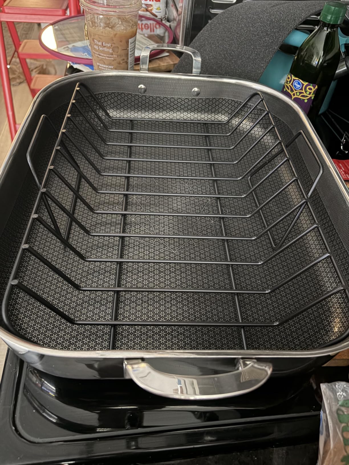 Hybrid Stainless Steel Nonstick Roasting Pan with Rack, 18x15