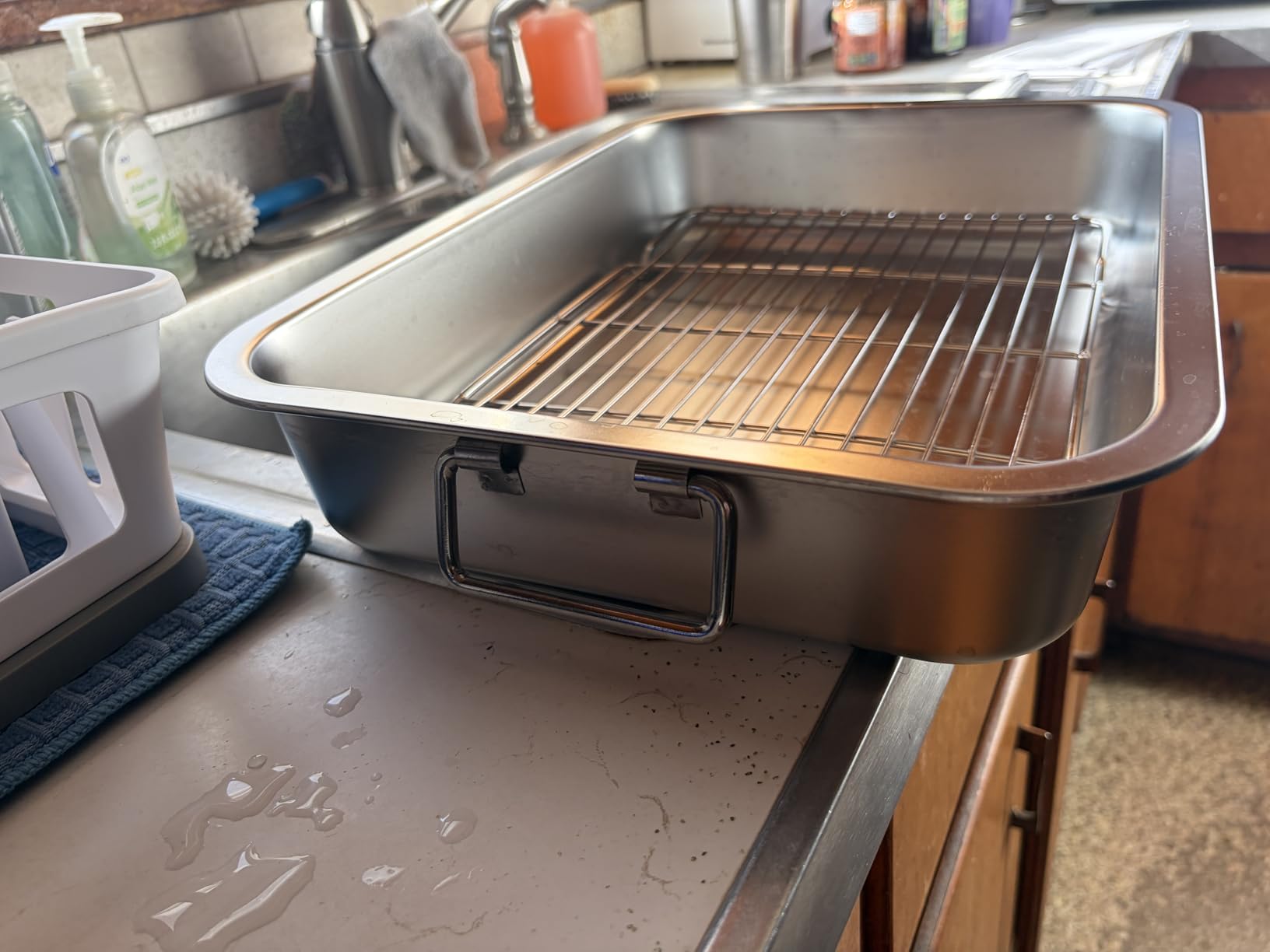 Stainless Steel Turkey Roasting Pan with Rack & Handles, Heavy Duty Food-Safe Turkey Pan Dishwasher Safe, Perfect for Cooking Turkey and Steak for Thanksgiving and Christmas (Extra Size) customer photo 2
