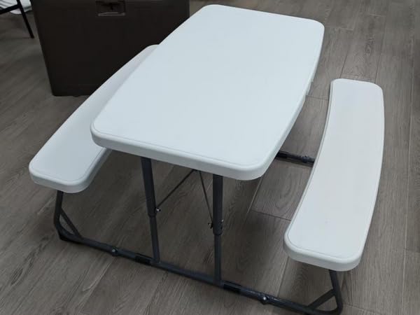 Picnic Table with Benches, Durable All-Weather Steel Frame, Stable & Easy to Clean, Portable Camping Table and Chairs for Outdoor & Indoor Use customer photo 2