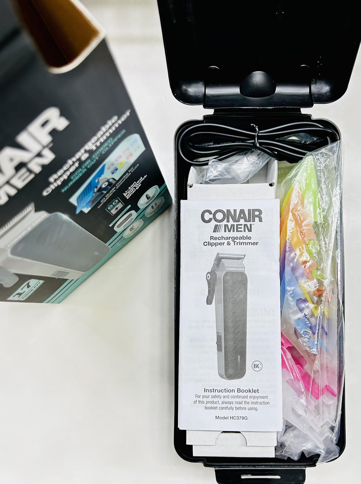 Conair Rechargeable Hair Clippers Kit, Color-Coded Guide Combs, 17 Pieces | Cordless clippers with built-in 5-position taper control and a lithium-ion battery for precise fades, edge-ups, and shaping customer photo 1