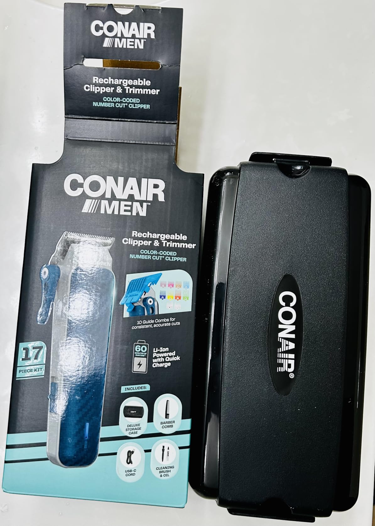 Conair Rechargeable Hair Clippers Kit, Color-Coded Guide Combs, 17 Pieces | Cordless clippers with built-in 5-position taper control and a lithium-ion battery for precise fades, edge-ups, and shaping customer photo 2