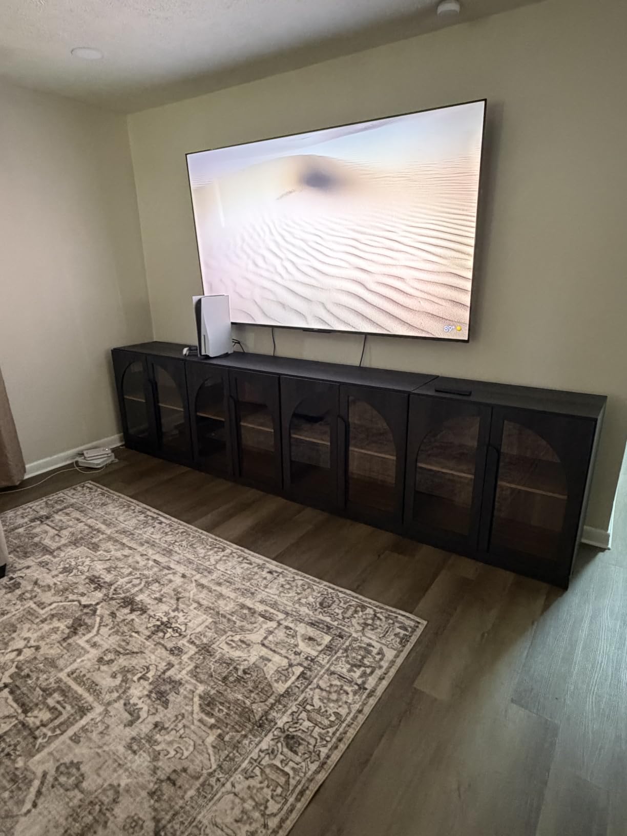 BELLEZE 65 Inch Sideboard Cabinet with Double-Arc Wood Doors, Large Buffet Cabinet with Storage and Adjustable Shelves, Classic Modern Console Table for Dining Room Living Room Entryway (Ebony) customer photo 2