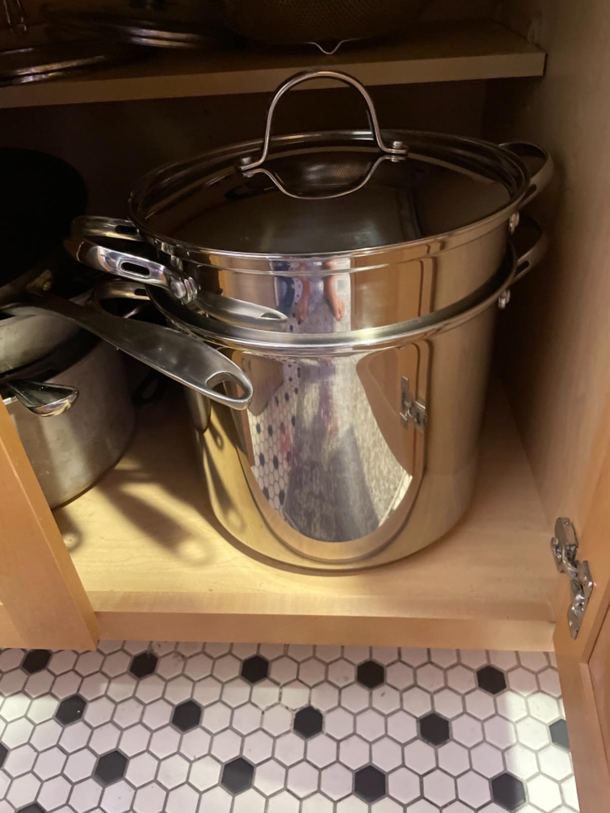 Cooks Standard 8 Quart Stainless Steel Pasta Pot Set, 4-Piece 18/10 Multipurpose Stock Pot with Strainer Basket & Steamer Insert, Spaghetti Cooker with Tempered Glass Lid, Induction Compatible customer photo 2