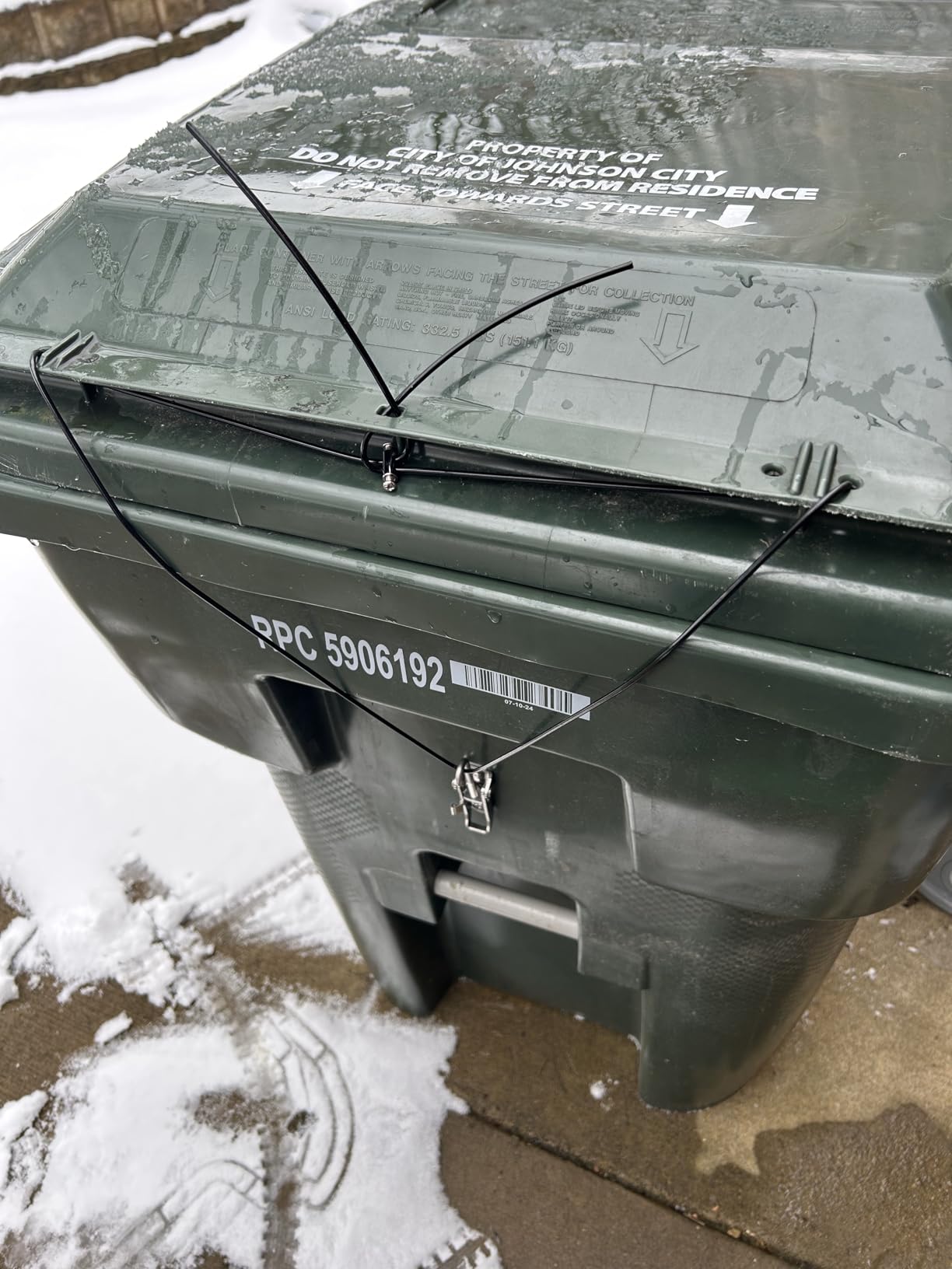 Animal Proof Trash Can Lock, 304 Stainless Steel Tension Latch for Raccoon & Bear Prevention, Universal Fit for 20-100 Gallon Outdoor Bins customer photo 2