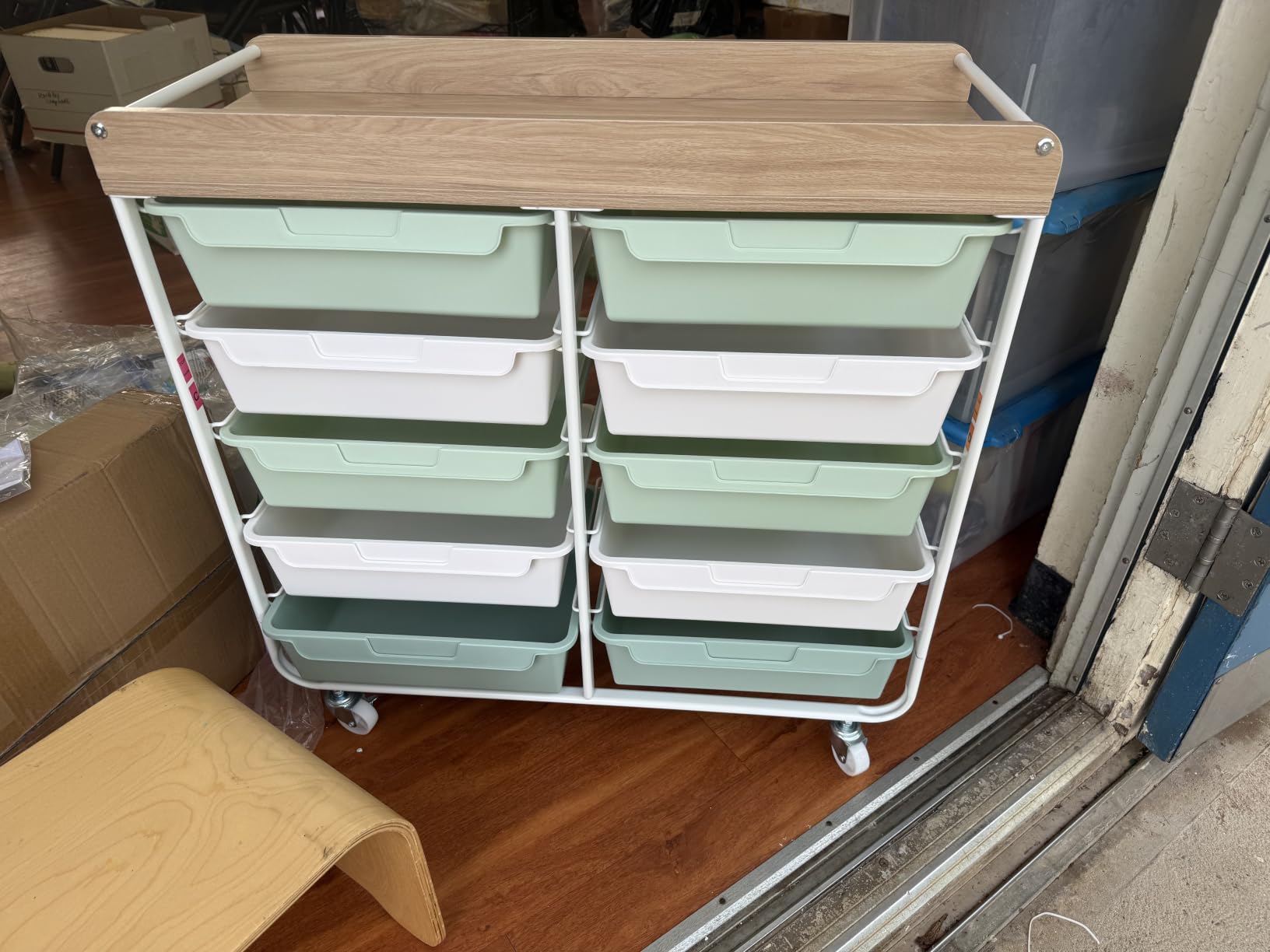 10 Drawers Rolling Cart with Wooden Tabletop, Utility Storage Cart with Wheels, Art Supply Craft Organizer on Wheel with Metal Frame & Handles for Home Office School (Pure White) customer photo 1