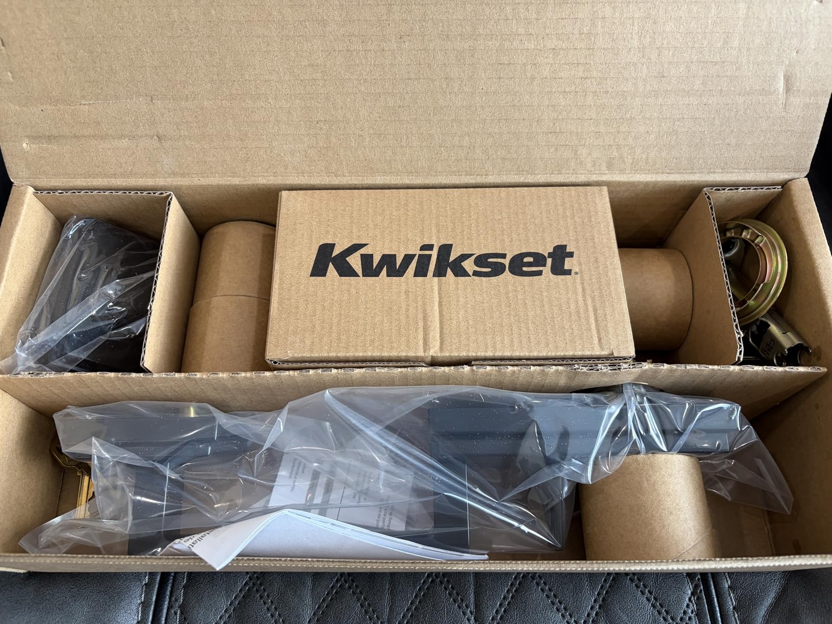 Kwikset Peralta Front Door Lock Handle and Deadbolt Set, Entry Handleset Exterior with Interior Reversible Lever, Matte Black, Pick Resistant SmartKey Rekey Deadbolt Security customer photo 2