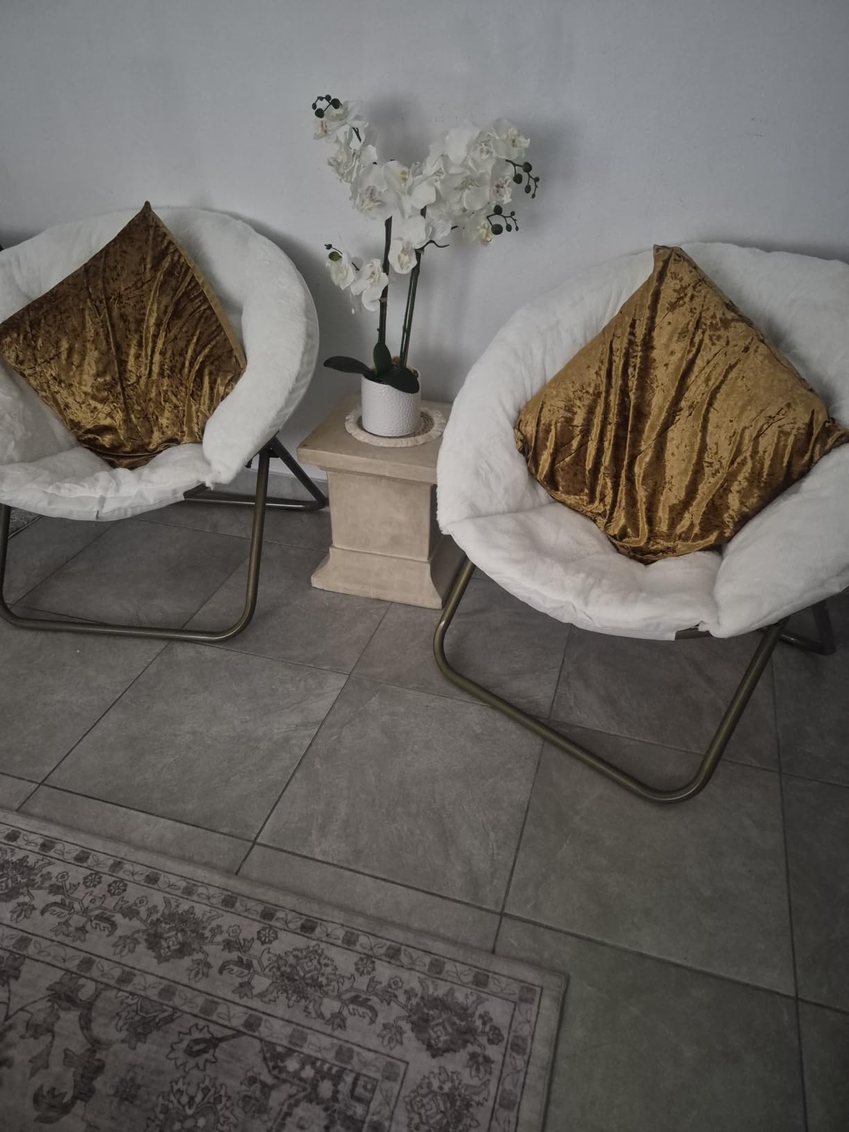 Simple Deluxe Oversized Square Moon Chair for Adults, Soft Faux Fur Folding Lounge Chair with Sturdy Steel Frame, Comfortable Reading Gaming Chair for Living Room, Bedroom, Grey customer photo 2
