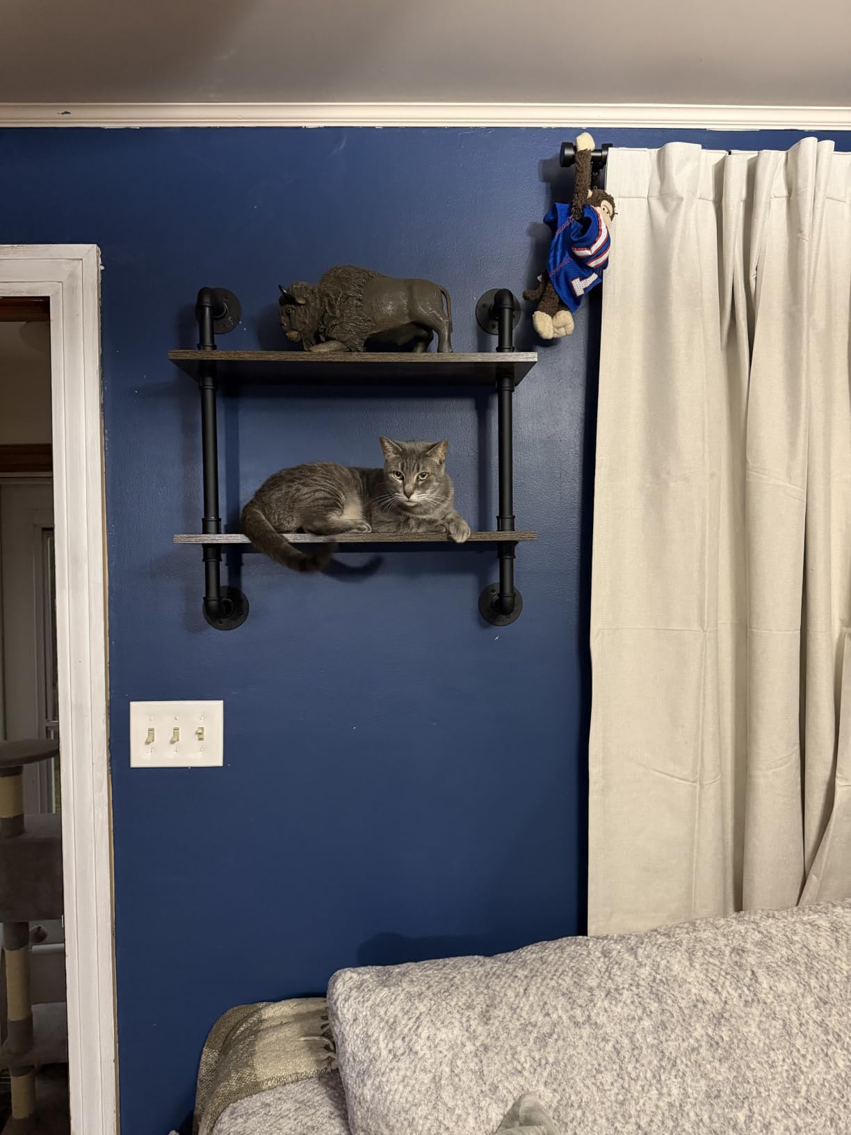 Merapi 5 Tier Wall Mounted Shelves for Coffee Bar & Bookshelf, Rustic Industrial Pipe Floating Wall Shelves, Farmhouse Wall Shelf for Kitchen Storage, Living Room, Bathroom & Pantry Organizer customer photo 1