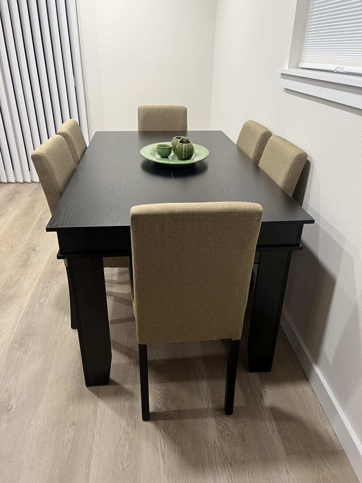 GarveeHome 63 in-86.6 in Extendable Dining Room Table for 6-10, Farmhouse Kitchen Tables w/Wooden Sturdy Frame, Large Rectangular Dinner Table for Dining Room, Kitchen customer photo 2