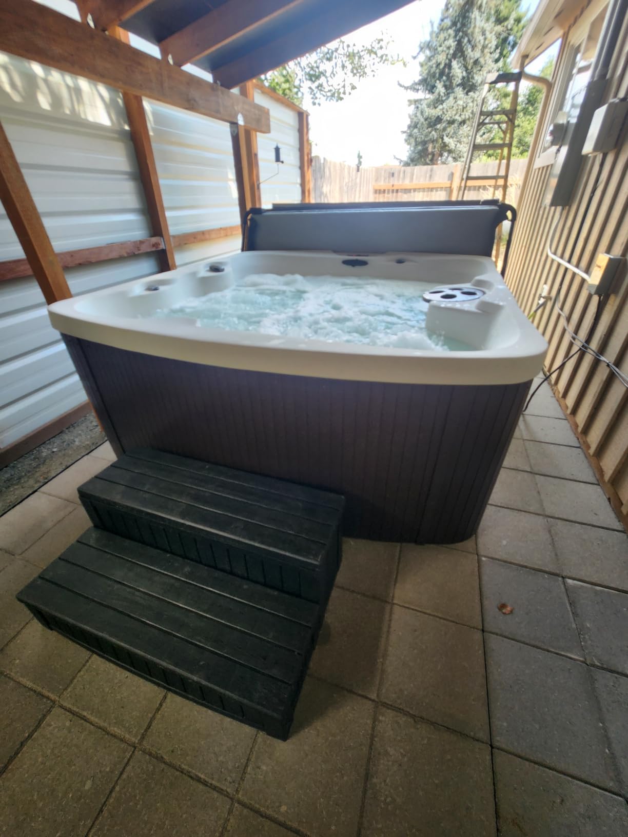 Plastic Hot Tub Steps with Storage, Spa Steps Outdoor Stairs, 36.6 Inches Long - Non-Slip All Weather Top & Feet, 32 Gallon Capacity, Waterproof for Porch/RV/Deck, Sturdy Plastic Frame, Black customer photo 1