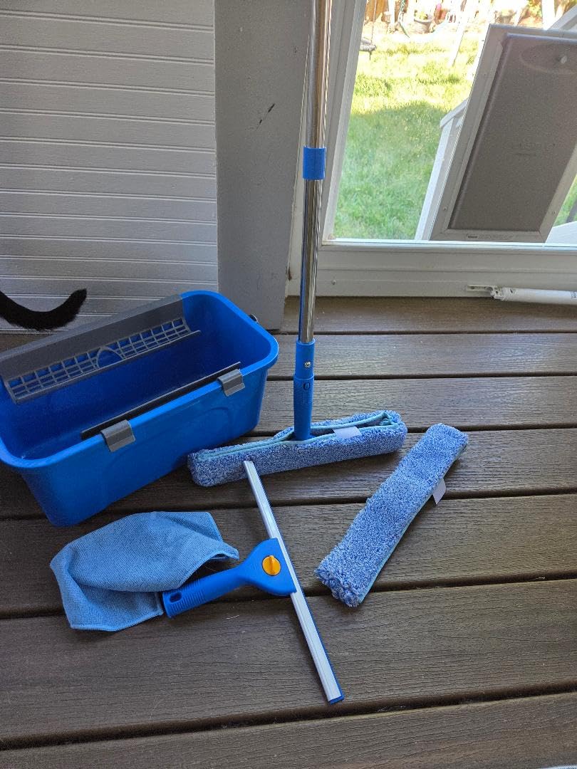Window Cleaning Kit with Bucket, Squeegee and Scrubber for Home, Commercial | Professional High Windows Washing Kit, 76