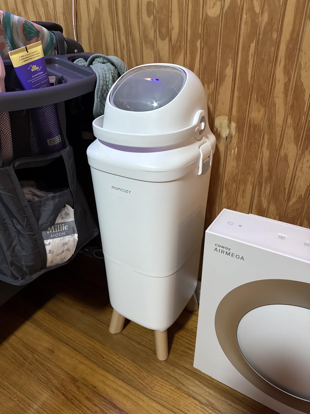 Momcozy Diaper Pail with Patented Triple-Seal Odor Control, Wide Opening, Ergonomic Height, Large Capacity with Viewing Window, Childproof Lock, Fits Standard Trash Bags customer photo 2