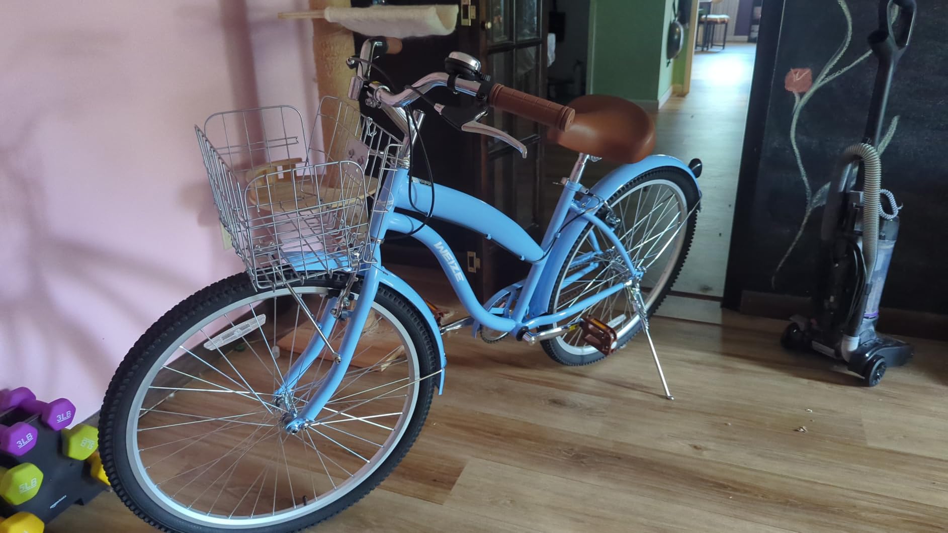 WEIZE Beach Cruiser Bike, 26 inch Commuter Bicycle for Adult Men and Women, Front & Rear Fenders, Comfortable City Bikes with Rear Rack&Basket, Ergonomic Upright Design customer photo 2