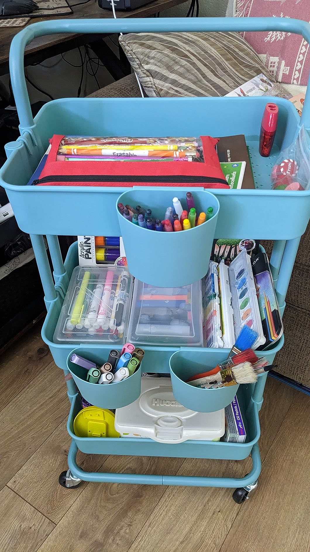 LEHOM Rolling Storage Cart with 8 Drawers, Utility Cart on Wheels with Metal Frame and Wooden Tabletop for Living Room Bedroom Dorm, Office Storage & Art Supply Craft Organizer for Classroom customer photo 2