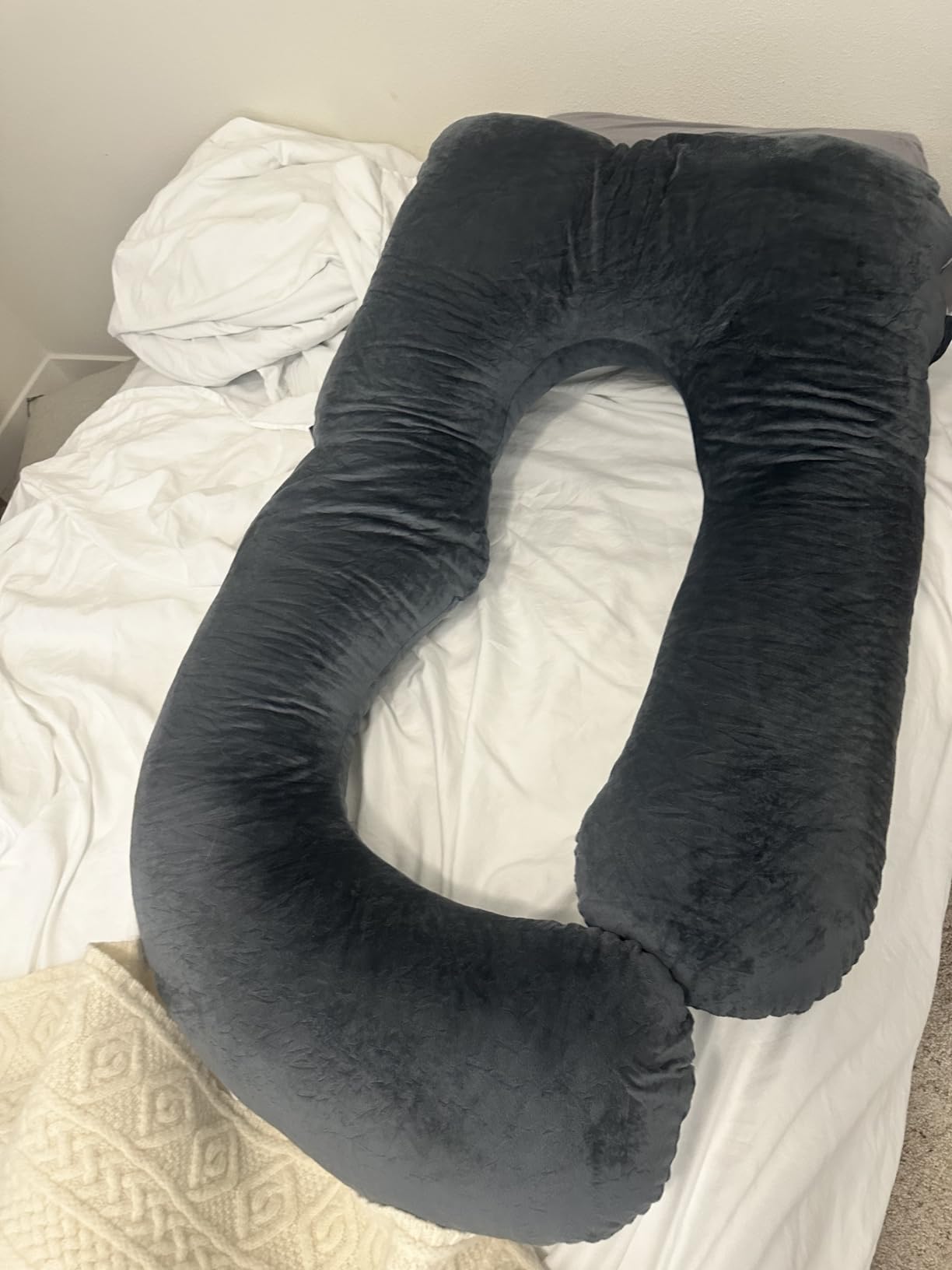 Pregnancy Pillows for Sleeping, U Shaped Full Body Maternity Pillow for Pregnant Women with Removable Cooling Cover, Support for Back, HIPS, Legs, Belly, 57 Inch, Grey customer photo 1